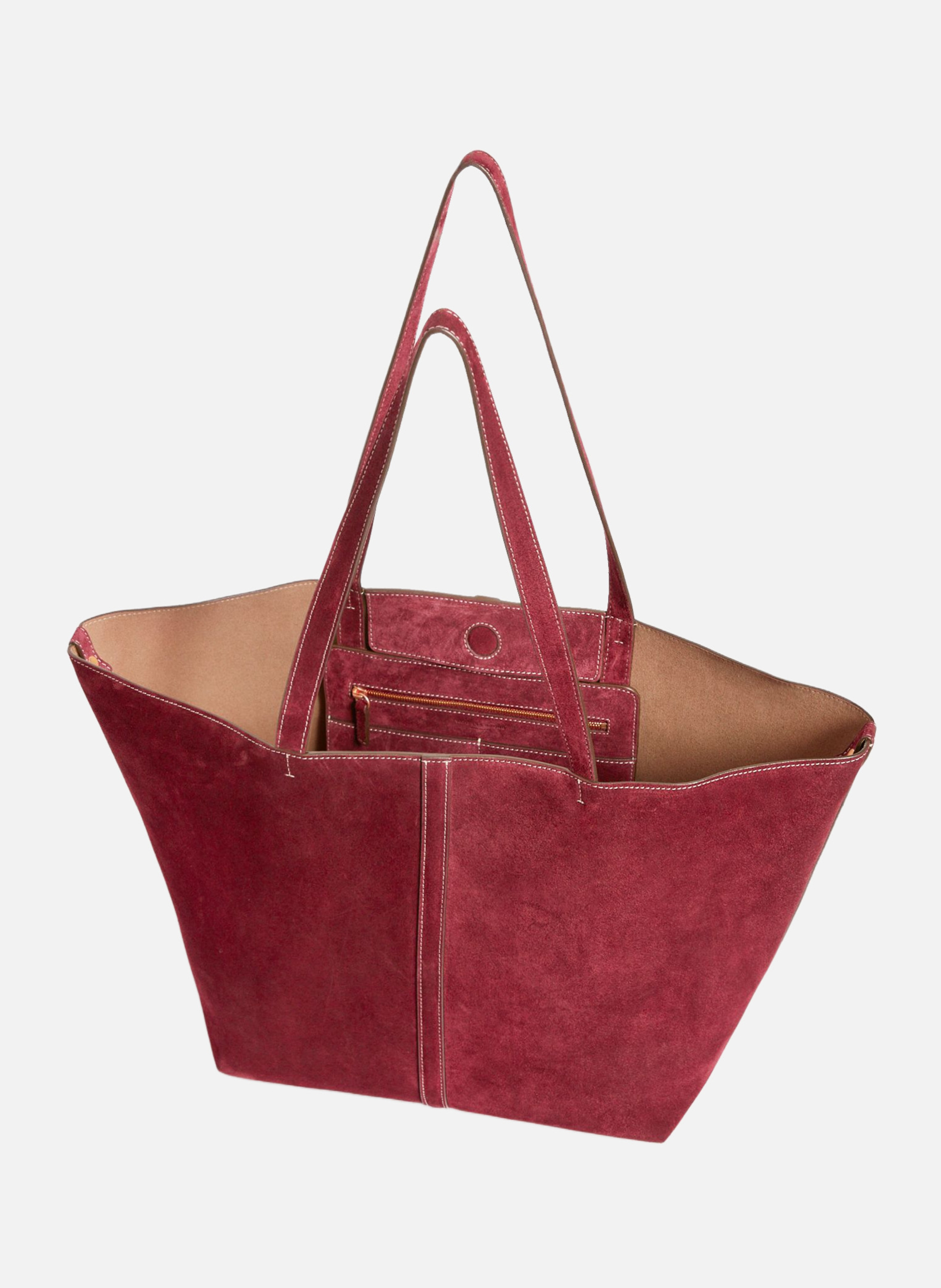 Grand cabas daily en cuir velours VANESSA BRUNO Rouge