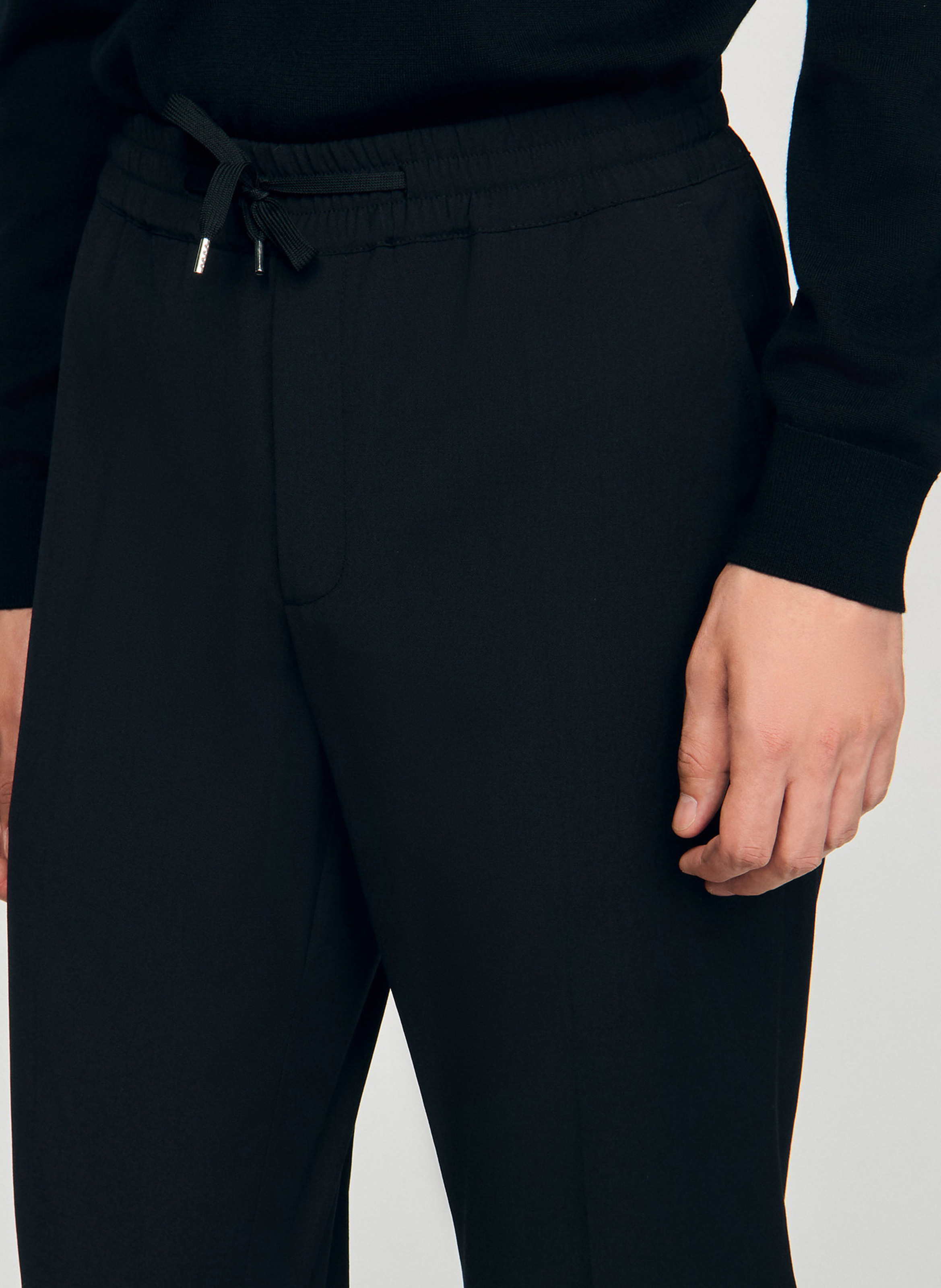Pantalon droit élastiqué SANDRO Noir