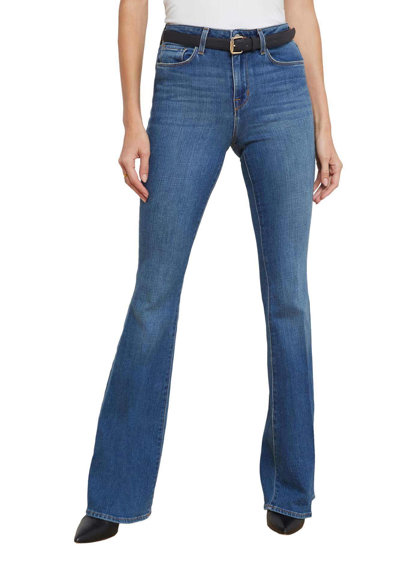 Jean flare en coton mélangé L'AGENCE Bleu