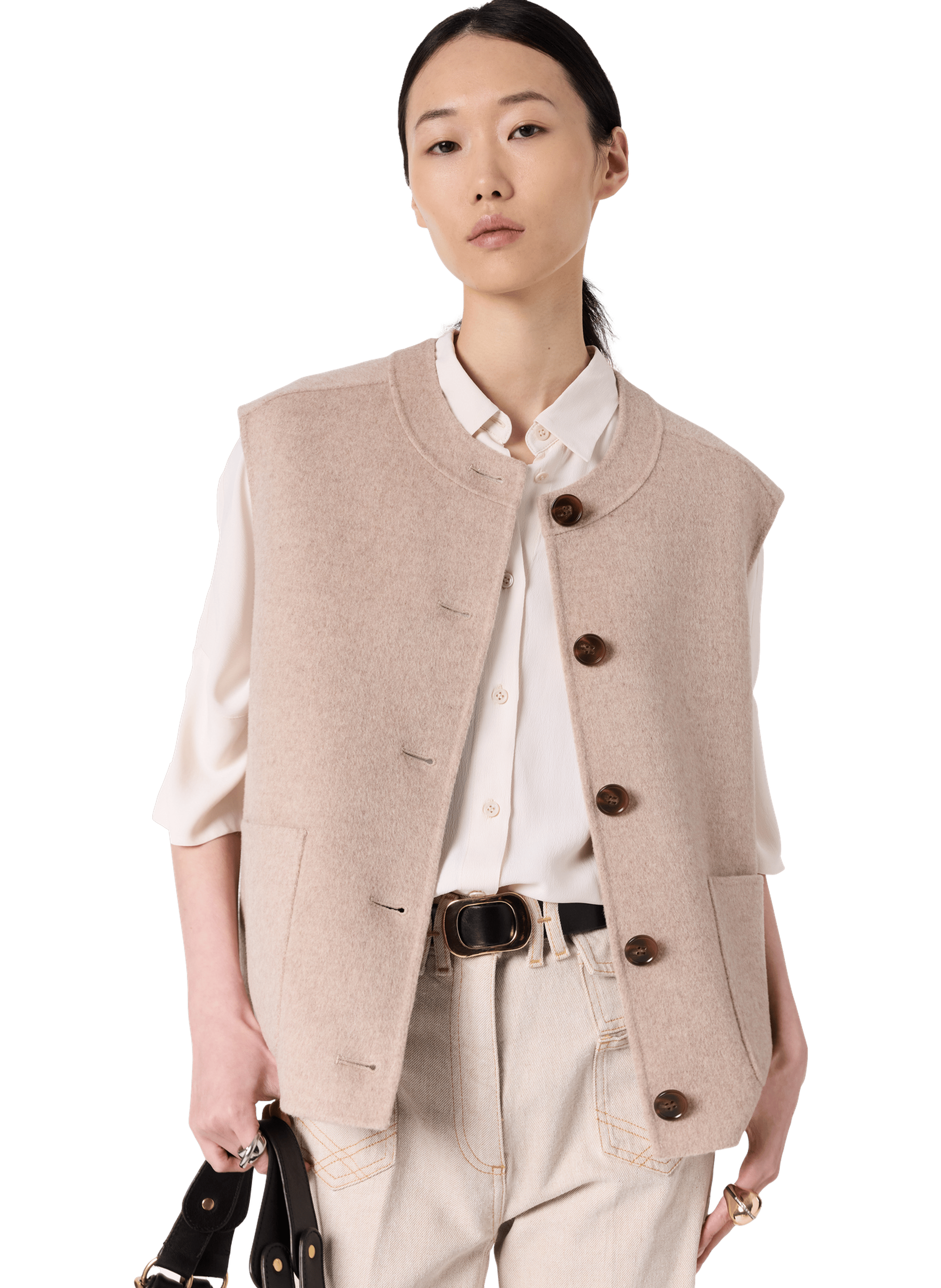 Veste sans manche en laine fine - talmine GERARD DAREL Beige