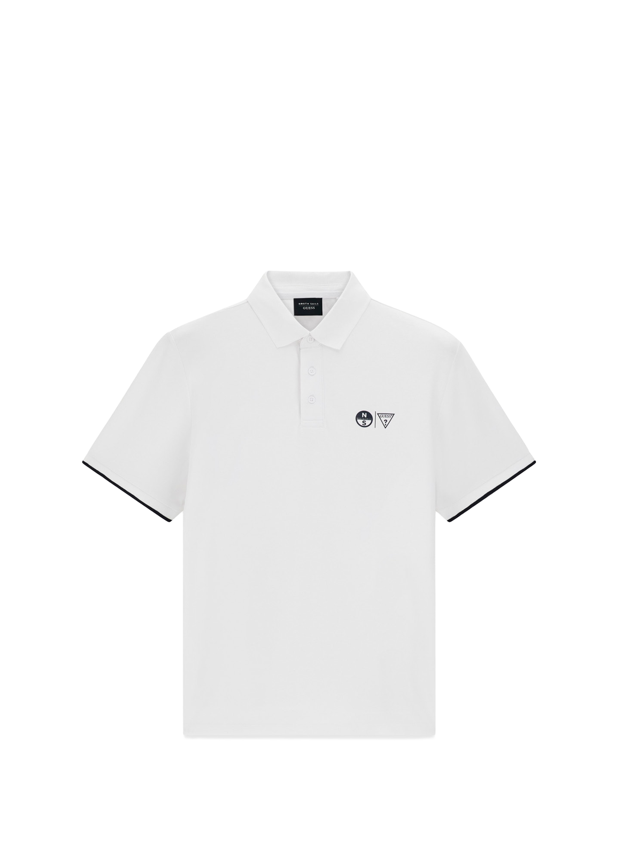 Polo uni en coton mélangé GUESS Blanc