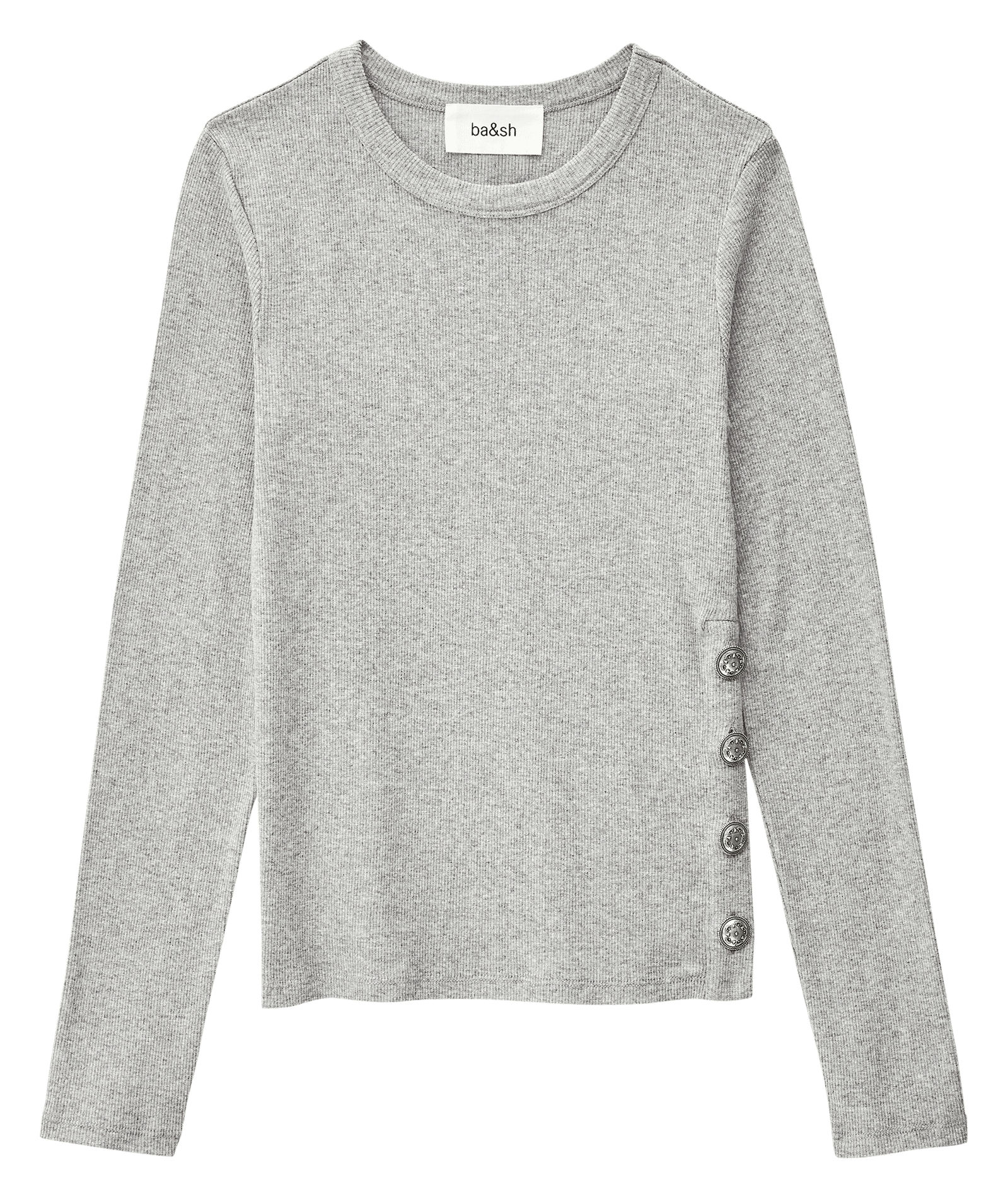 Tee-shirt droit côtelé col rond giulia BA&SH Noir