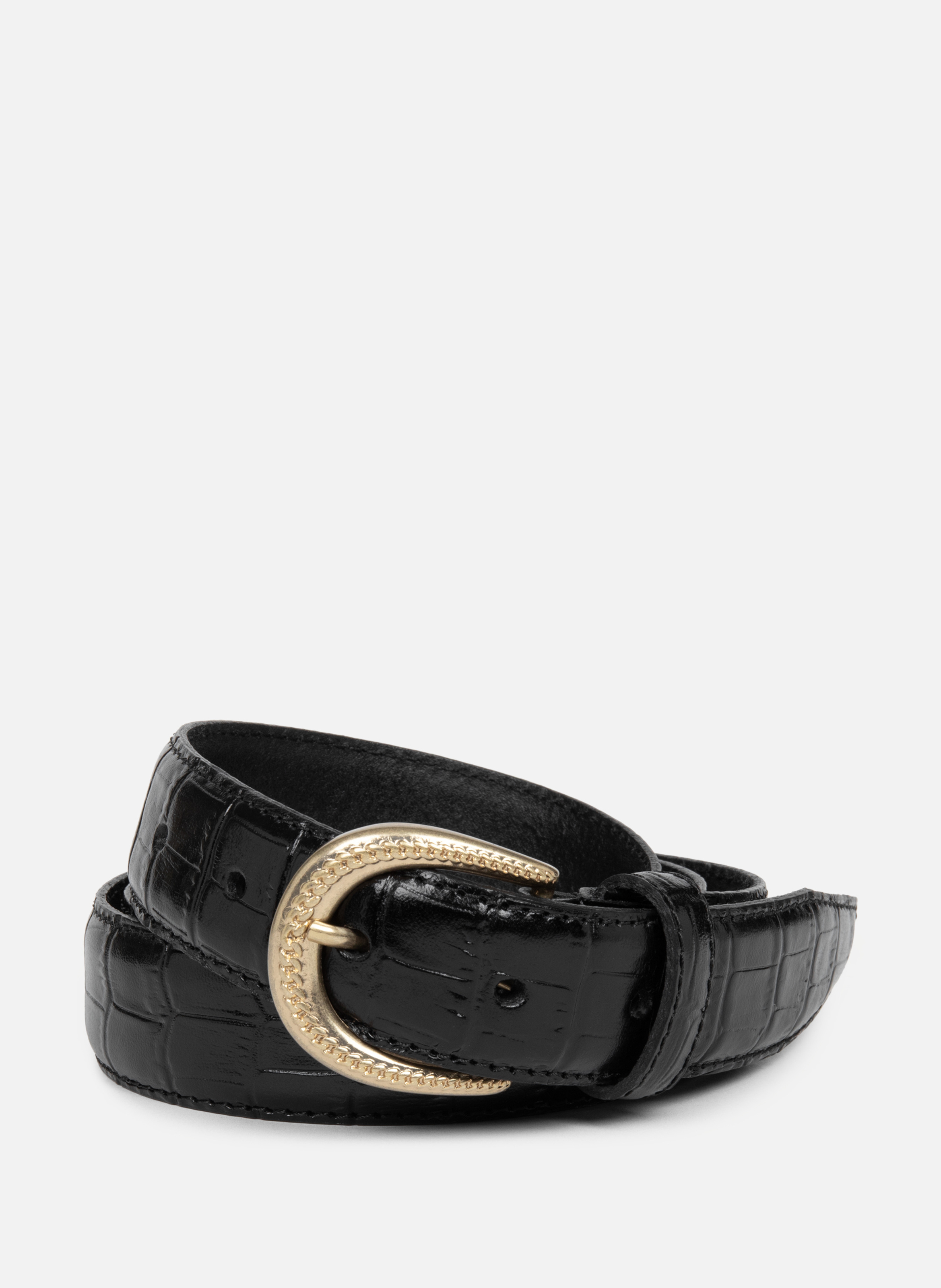 Ceinture - ceinture cuir croco LANCASTER Noir
