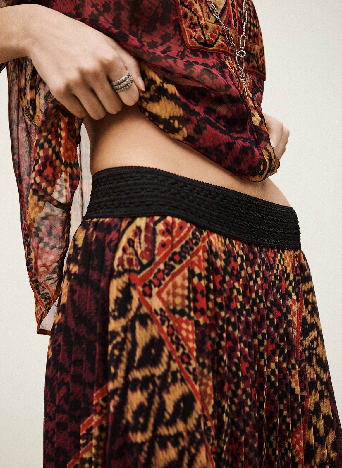 Jupe longue plissée olgia BA&SH Rouge