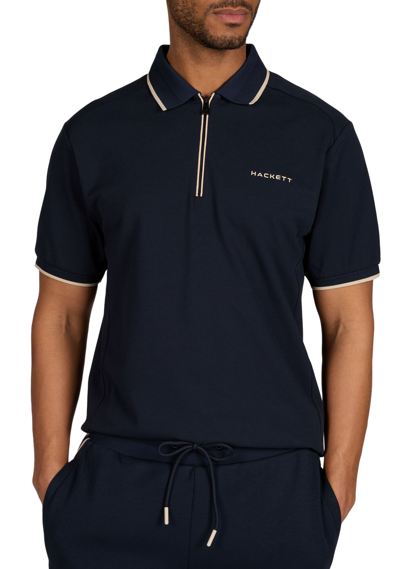 Polo à manches courtes en coton mélangé HACKETT Bleu