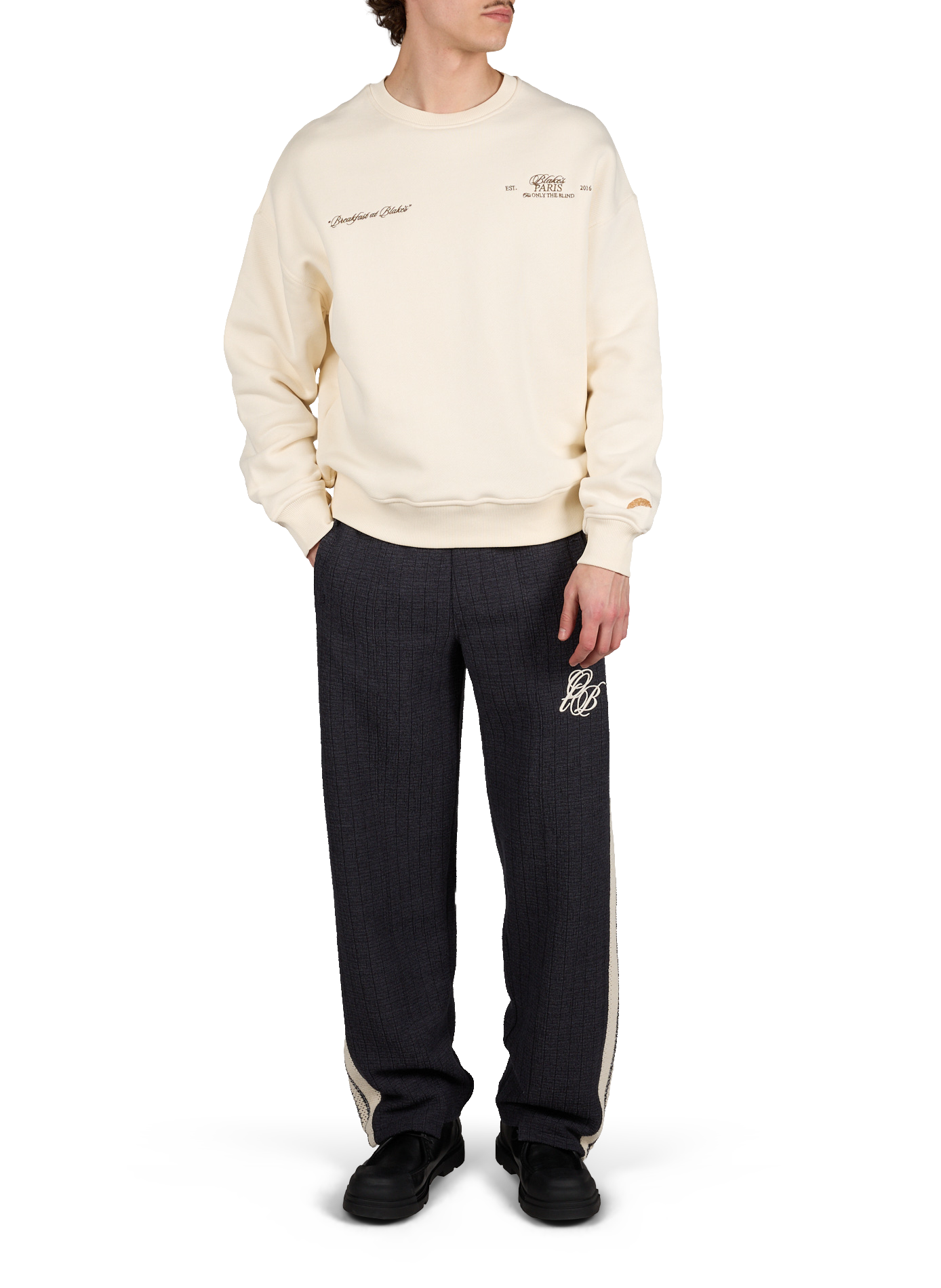 Lounge Wear Drawstring Pants in Cotton and Linen Blend ONLY THE BLIND Grey