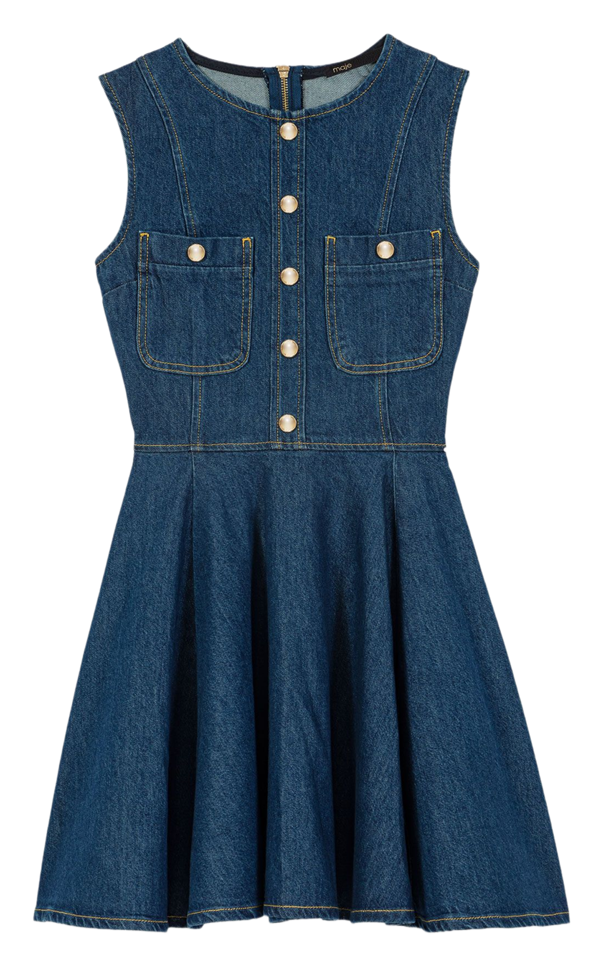 Robe courte sans manches en denim MAJE Bleu