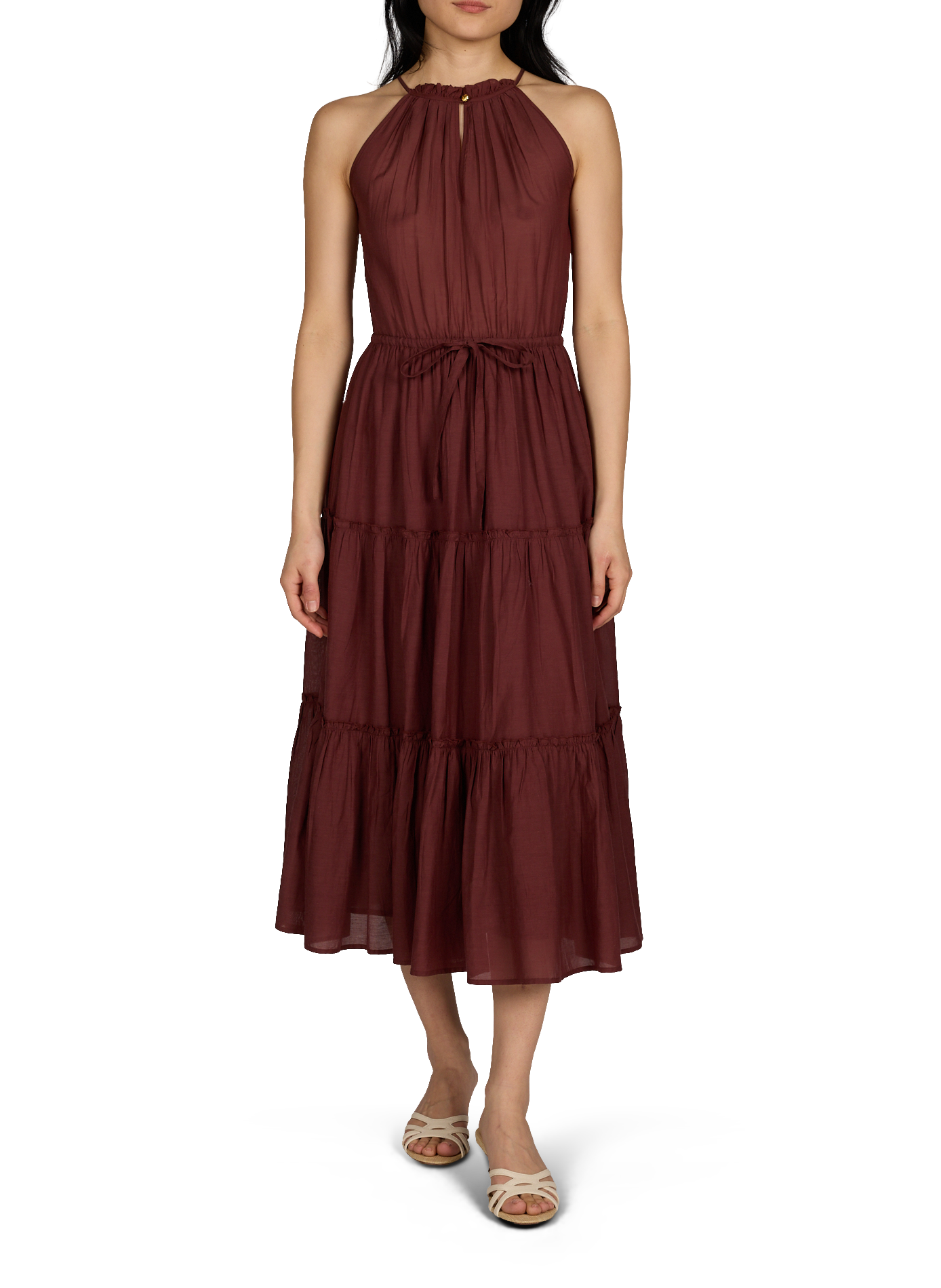 Long cotton Ritu dress PETITE MENDIGOTE Brown