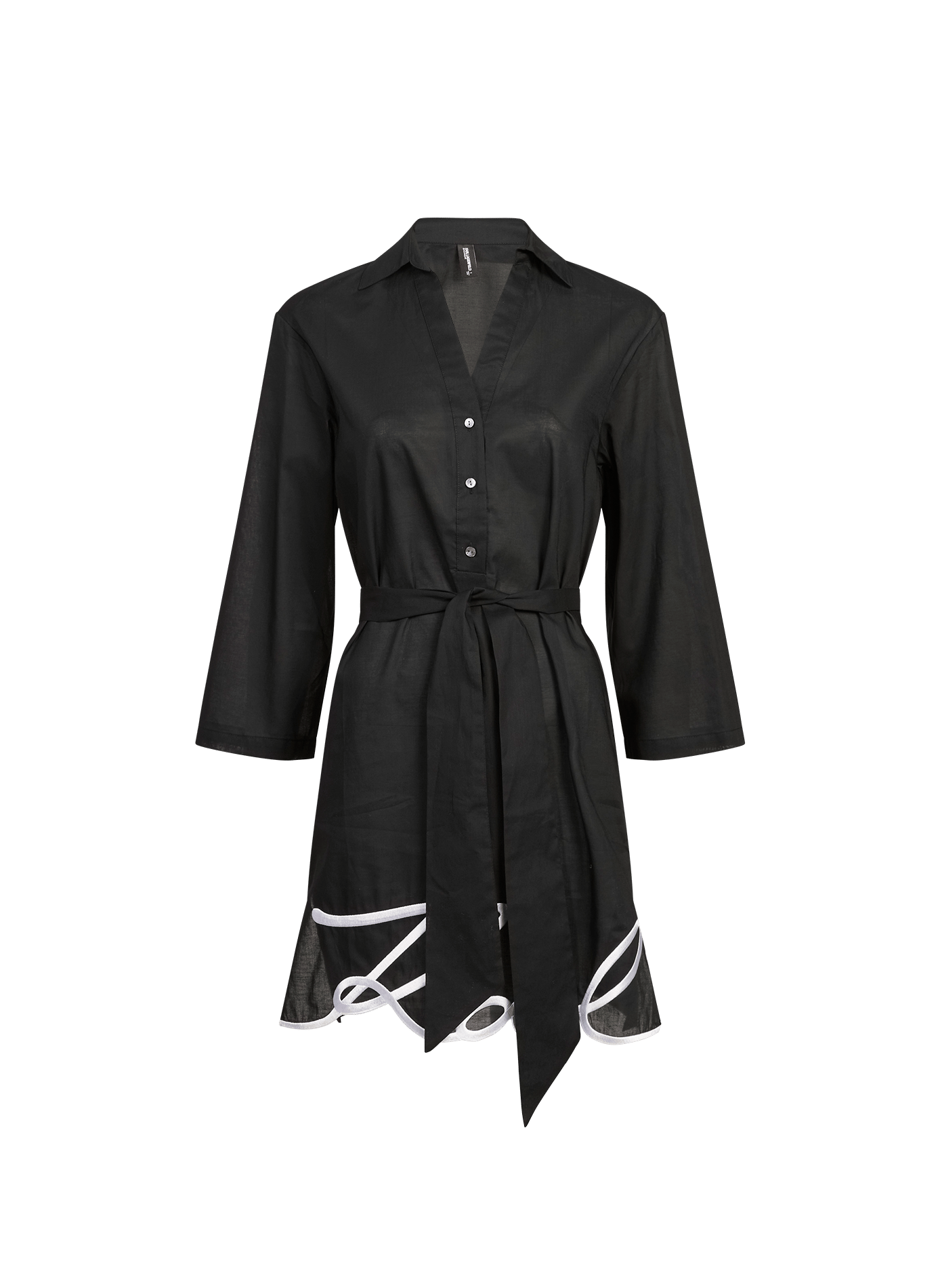 Robe courte avec ceinture en coton KARL LAGERFELD Black