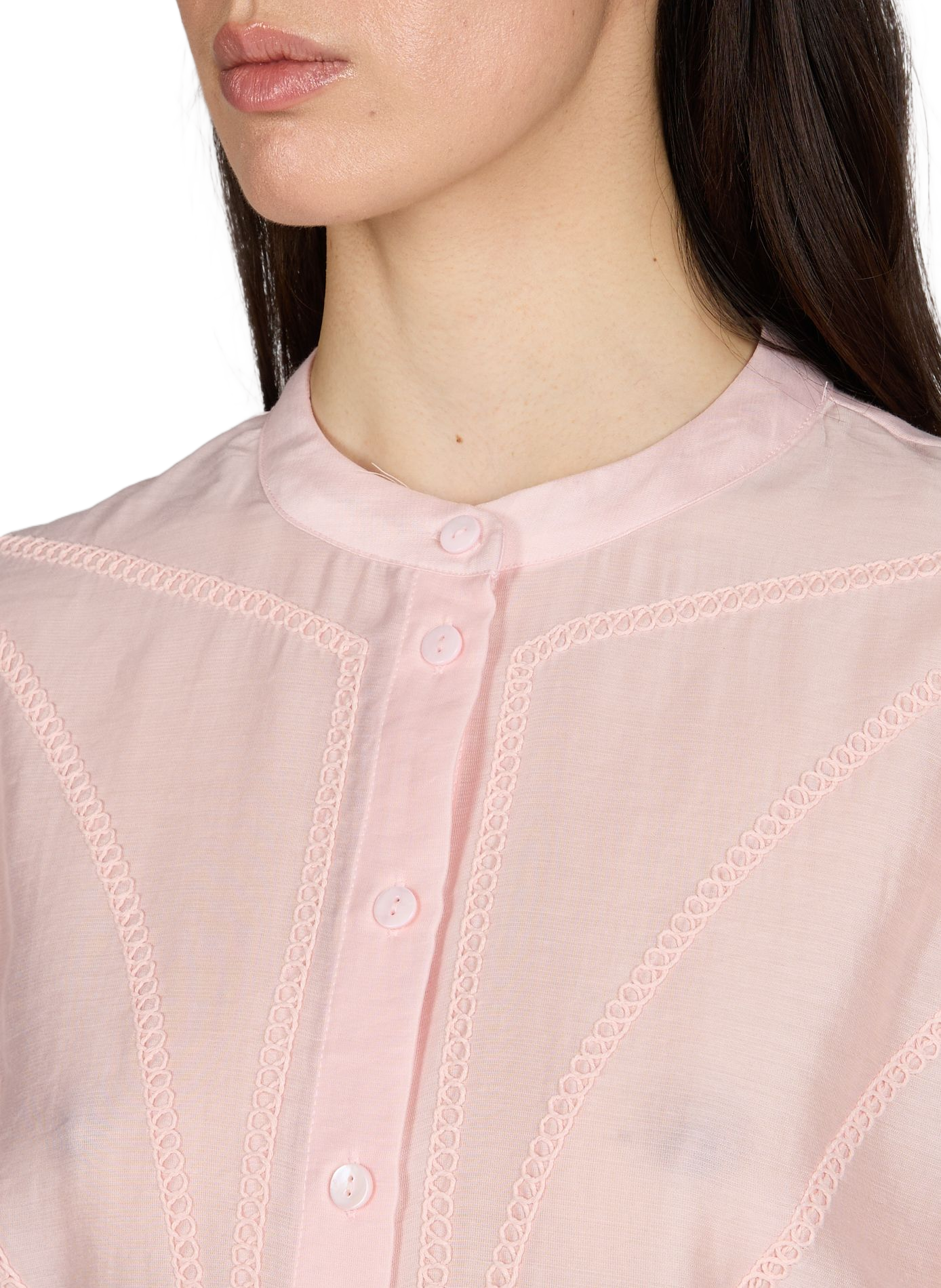 Flowy blouse Objlima with round neck OBJECT Pink