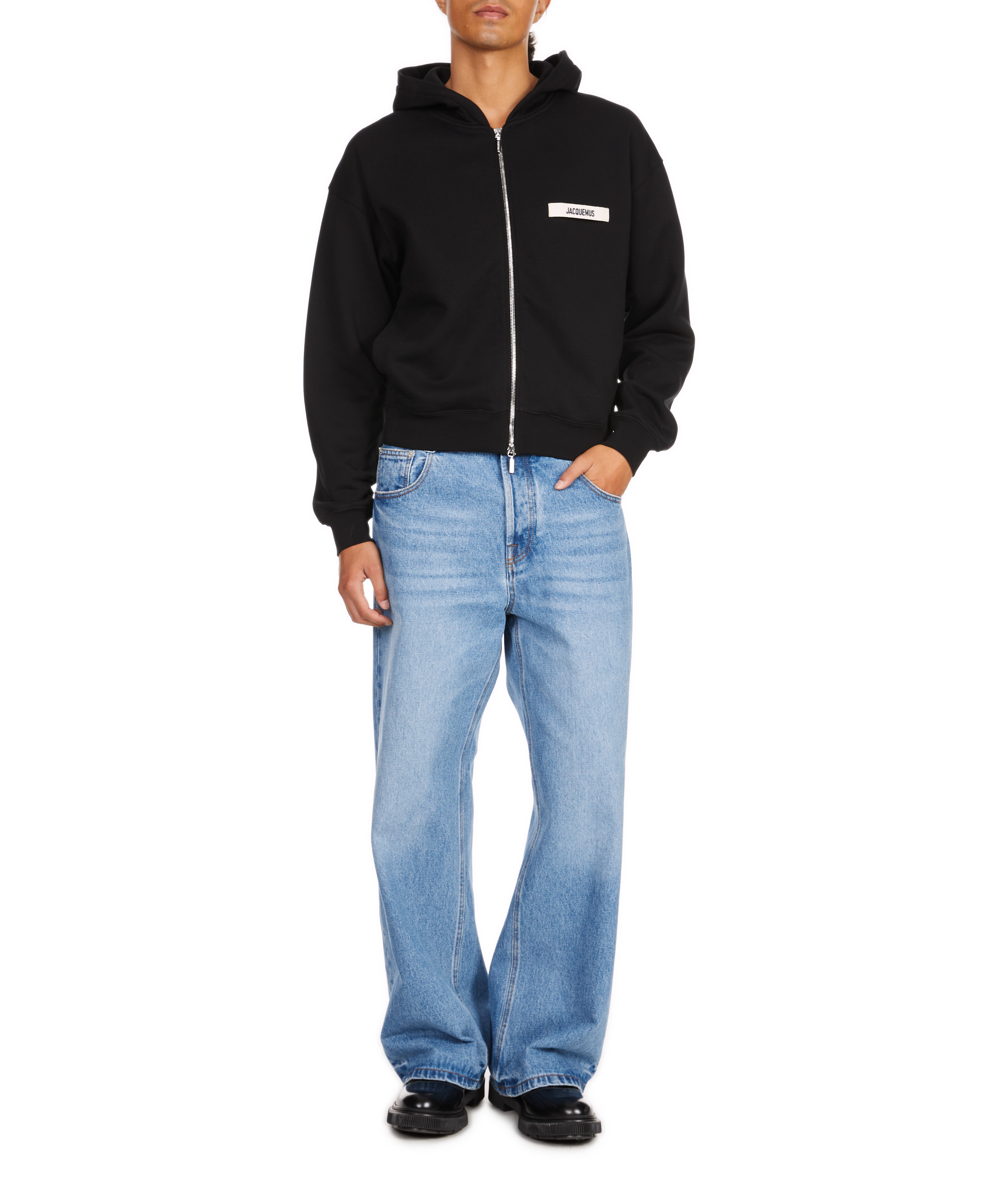 Cotton zip-up hoodie  JACQUEMUS Black