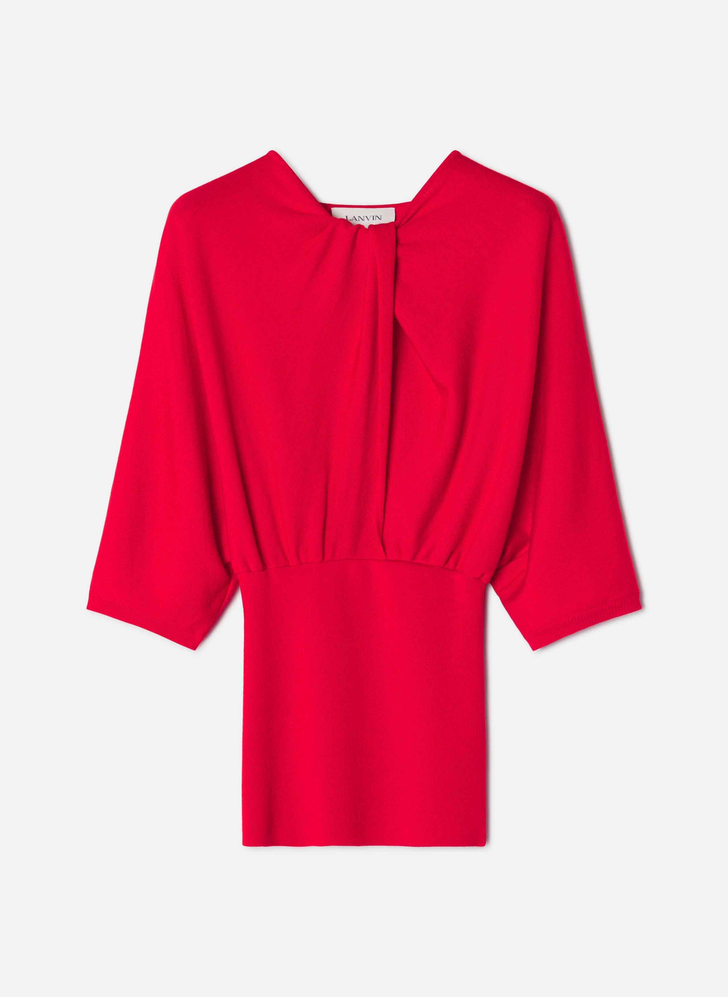Pull détail noeud en laine mérinos LANVIN Rouge