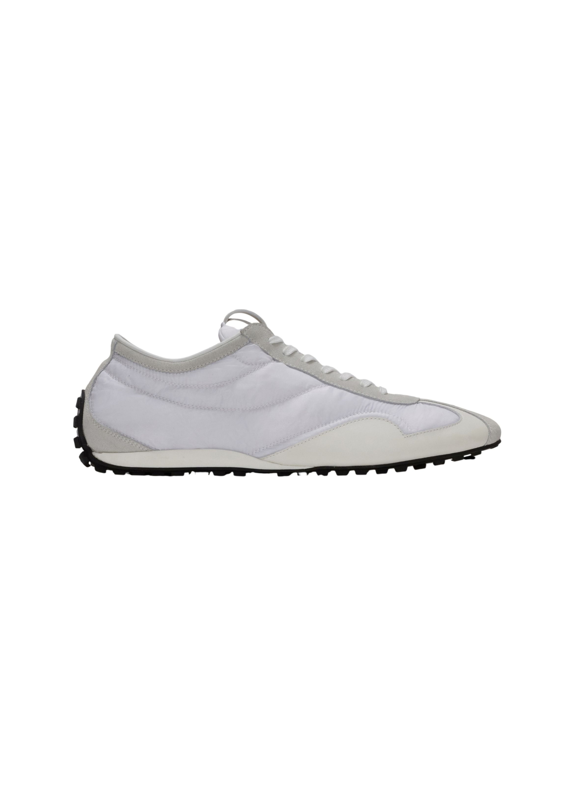 Baskets racing low en nylon et cuir BALMAIN Blanc