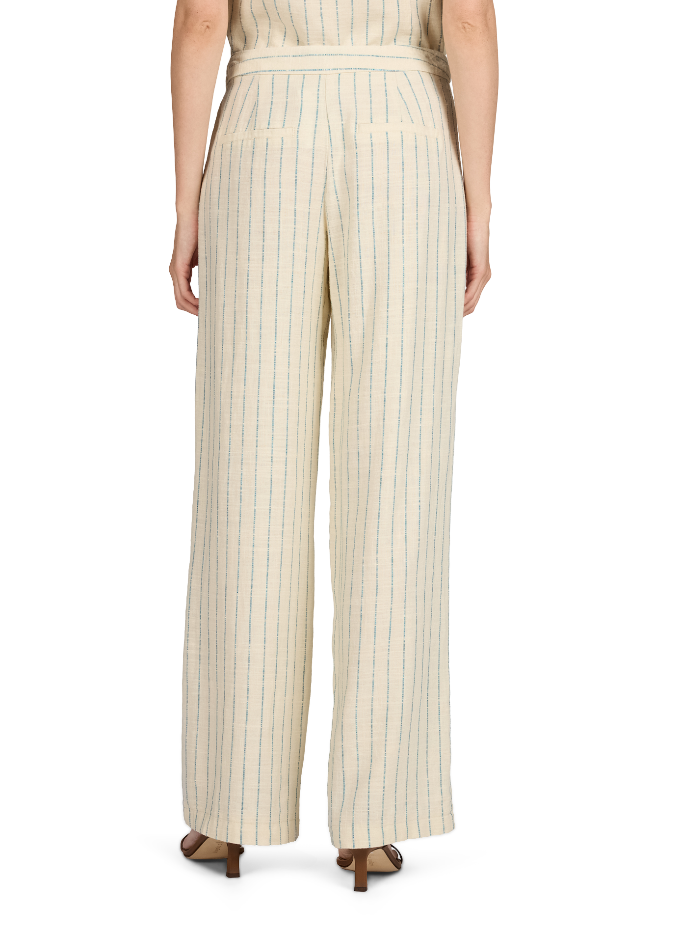 Straight leg striped trousers VILA Beige