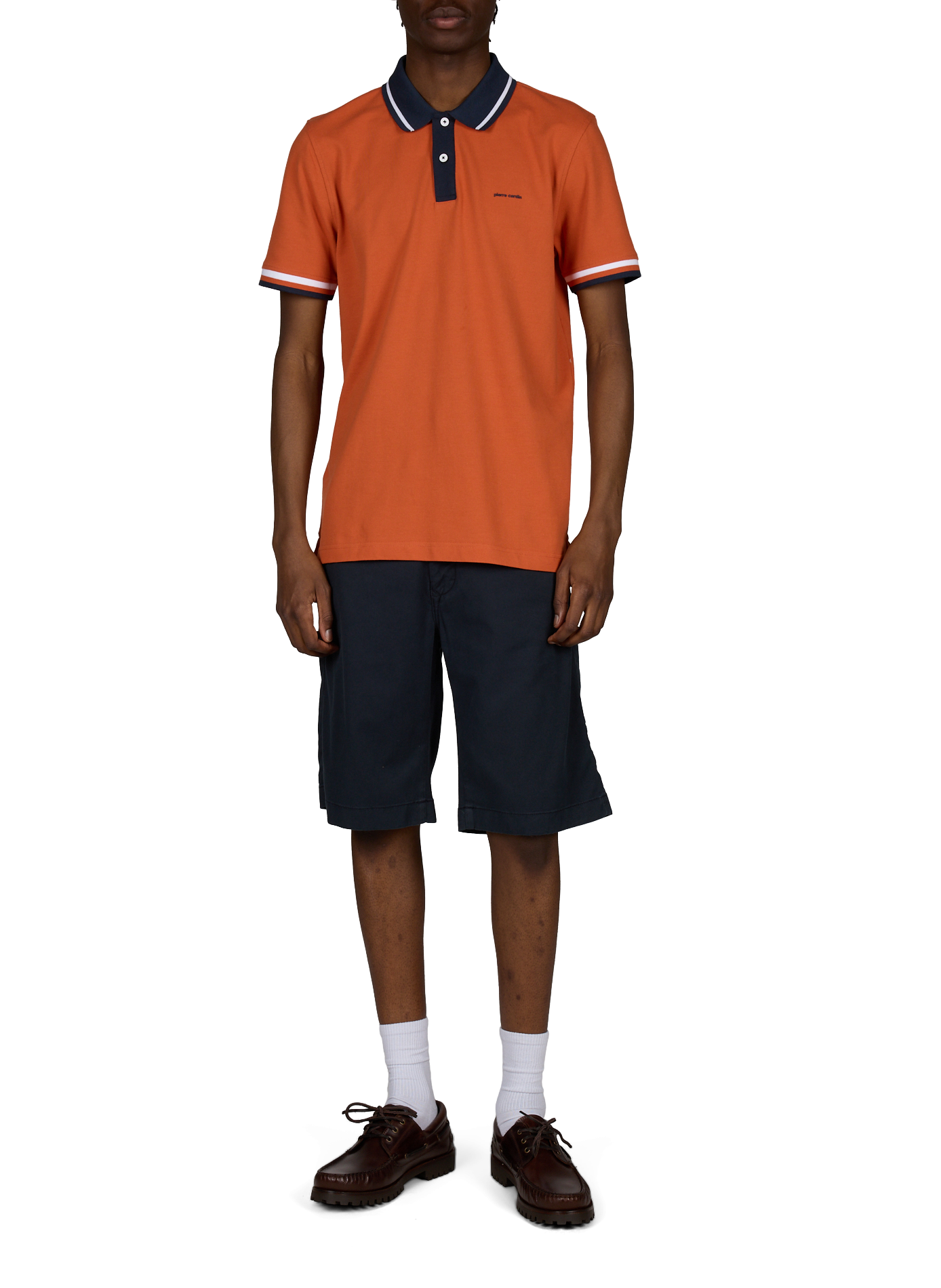 Polo à col contrastant en coton  PIERRE CARDIN Orange