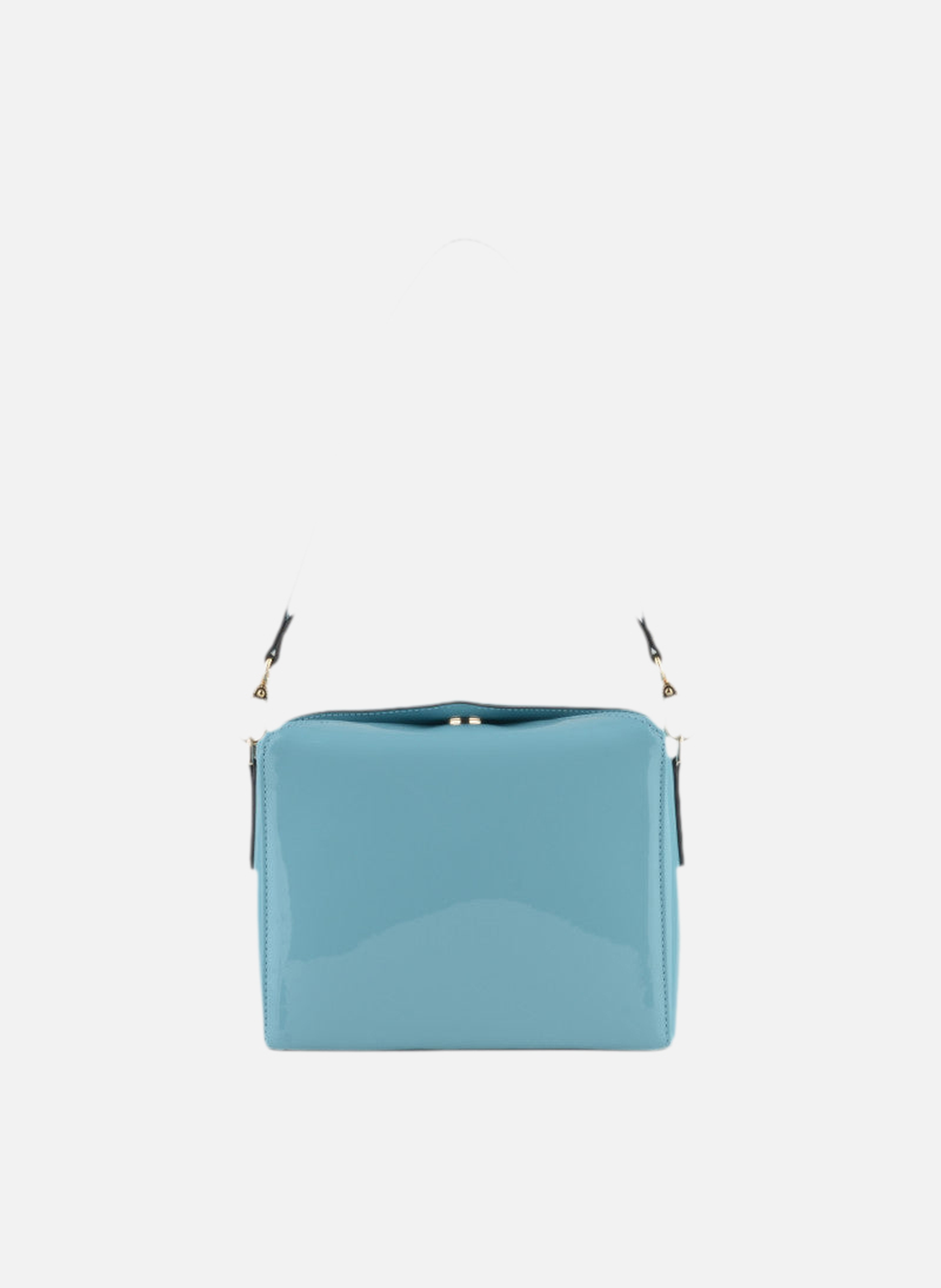 Cassetta vernis | sac porté épaule en cuir de vachette | Bleu POURCHET Femme