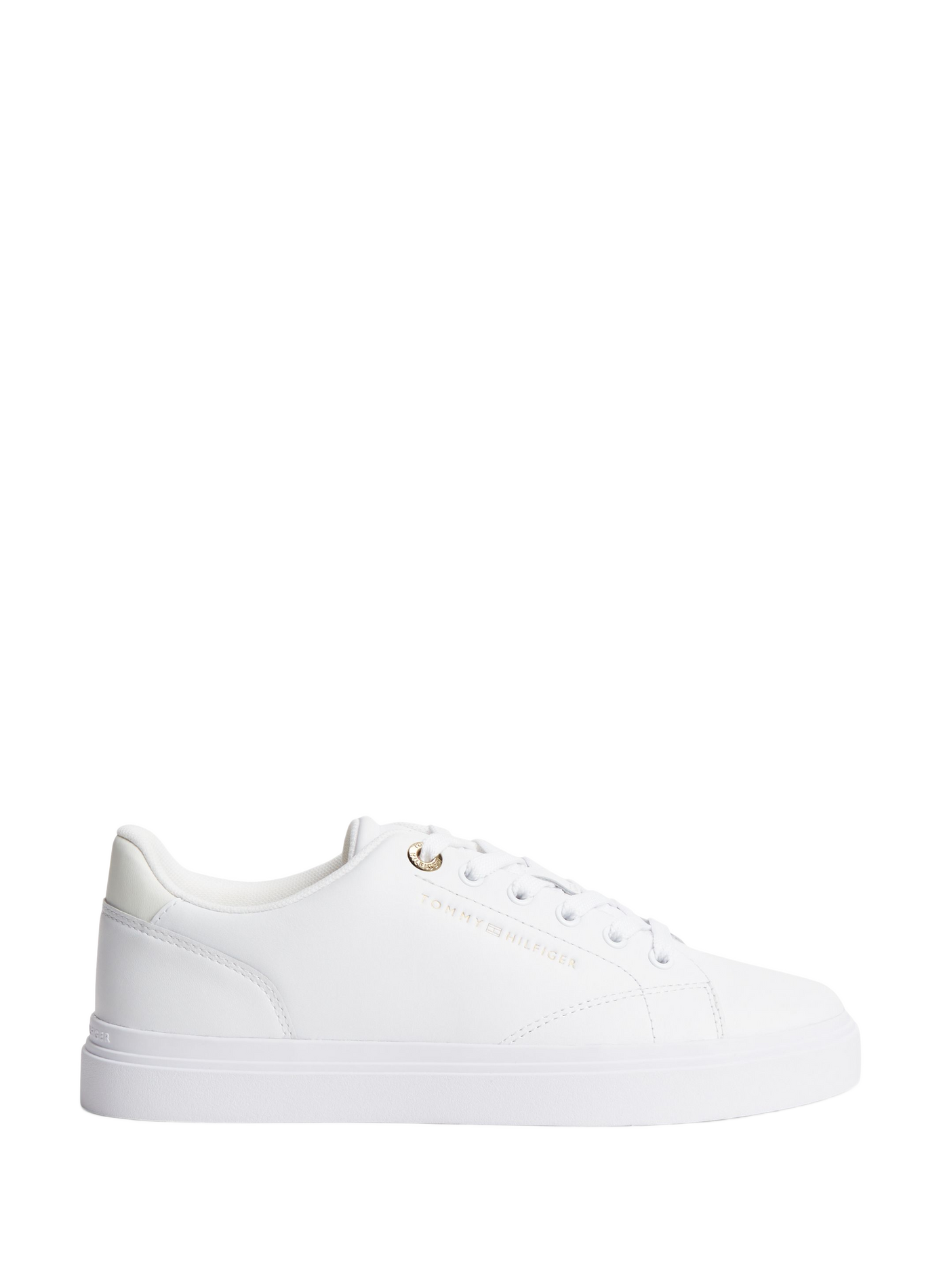 Baskets unies à logo brodé en cuir TOMMY HILFIGER Blanc