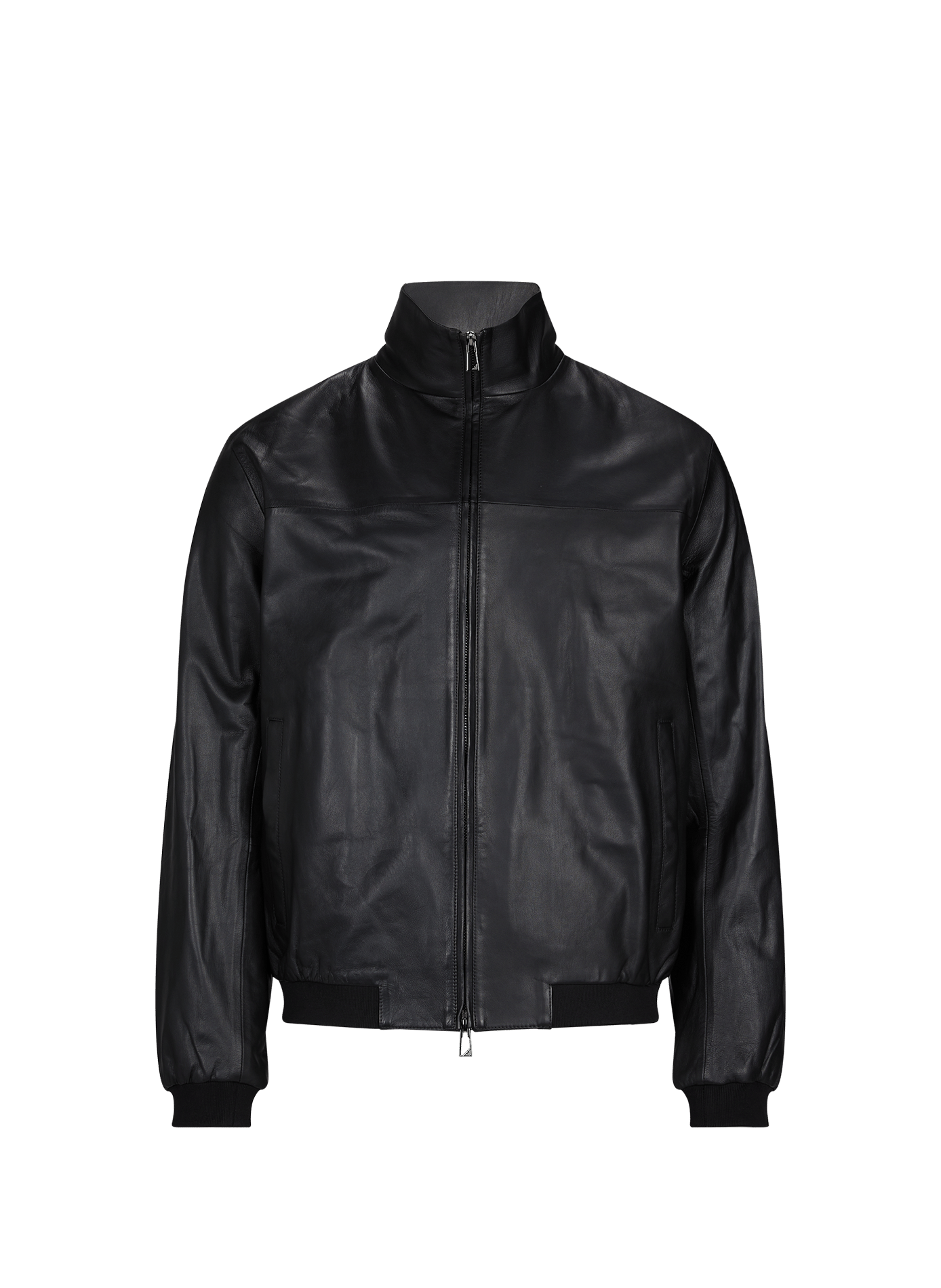 Oversized leather jacket EMPORIO ARMANI Black