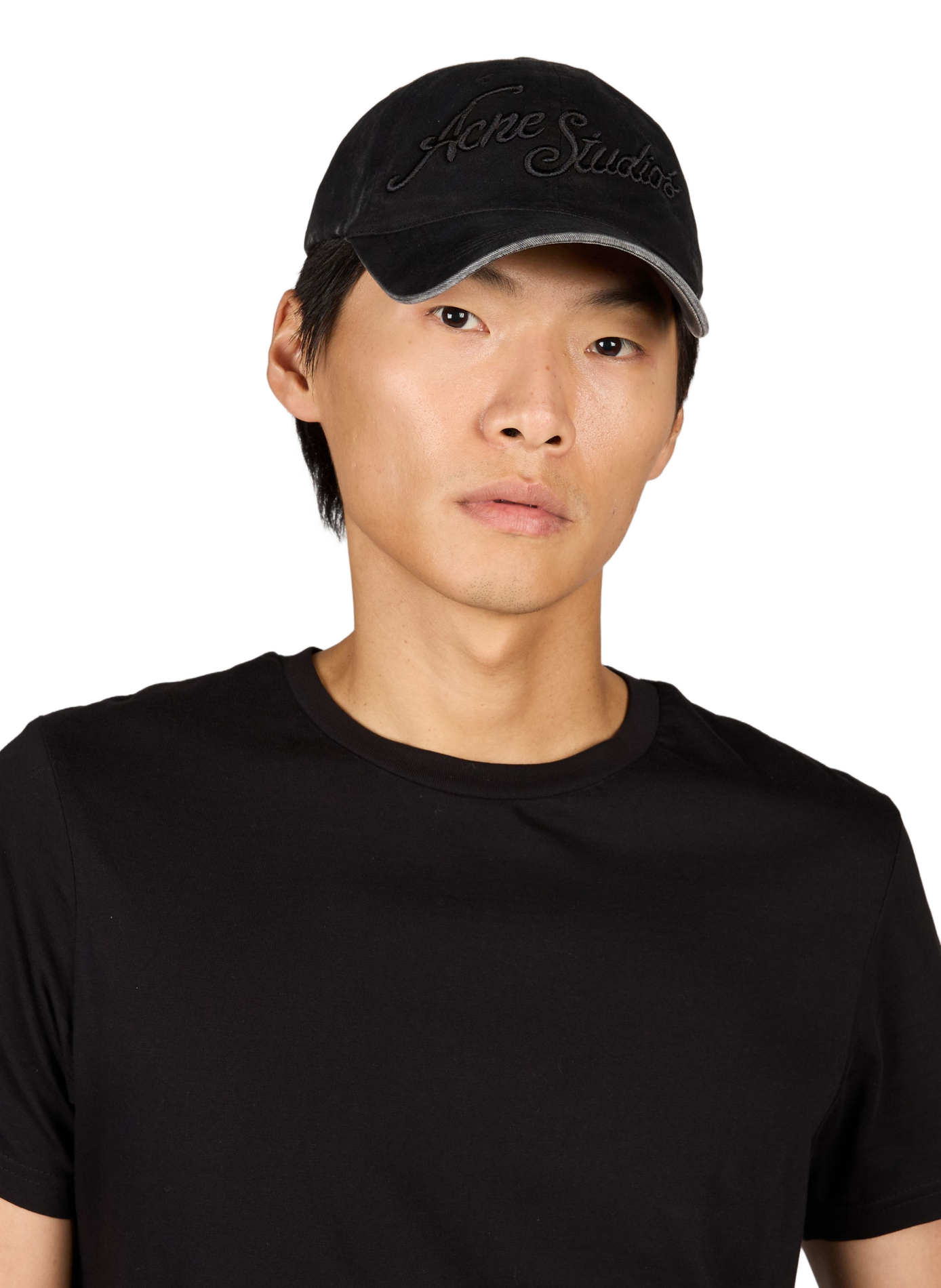 Faded cotton cap with embroidered logo ACNE STUDIOS Black