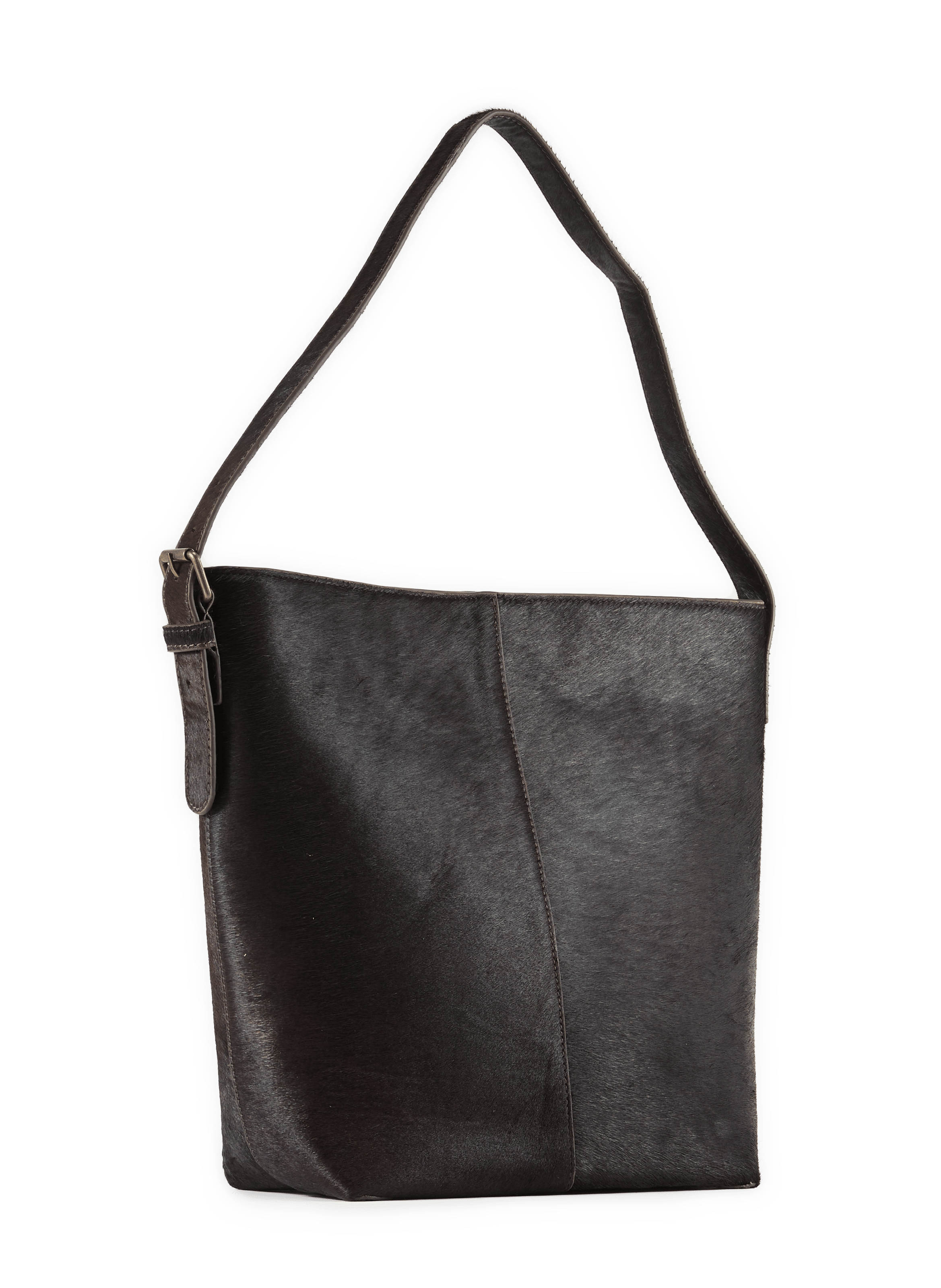 Adjustable leather bucket bag with shoulder strap ROUGE EDIT Brown