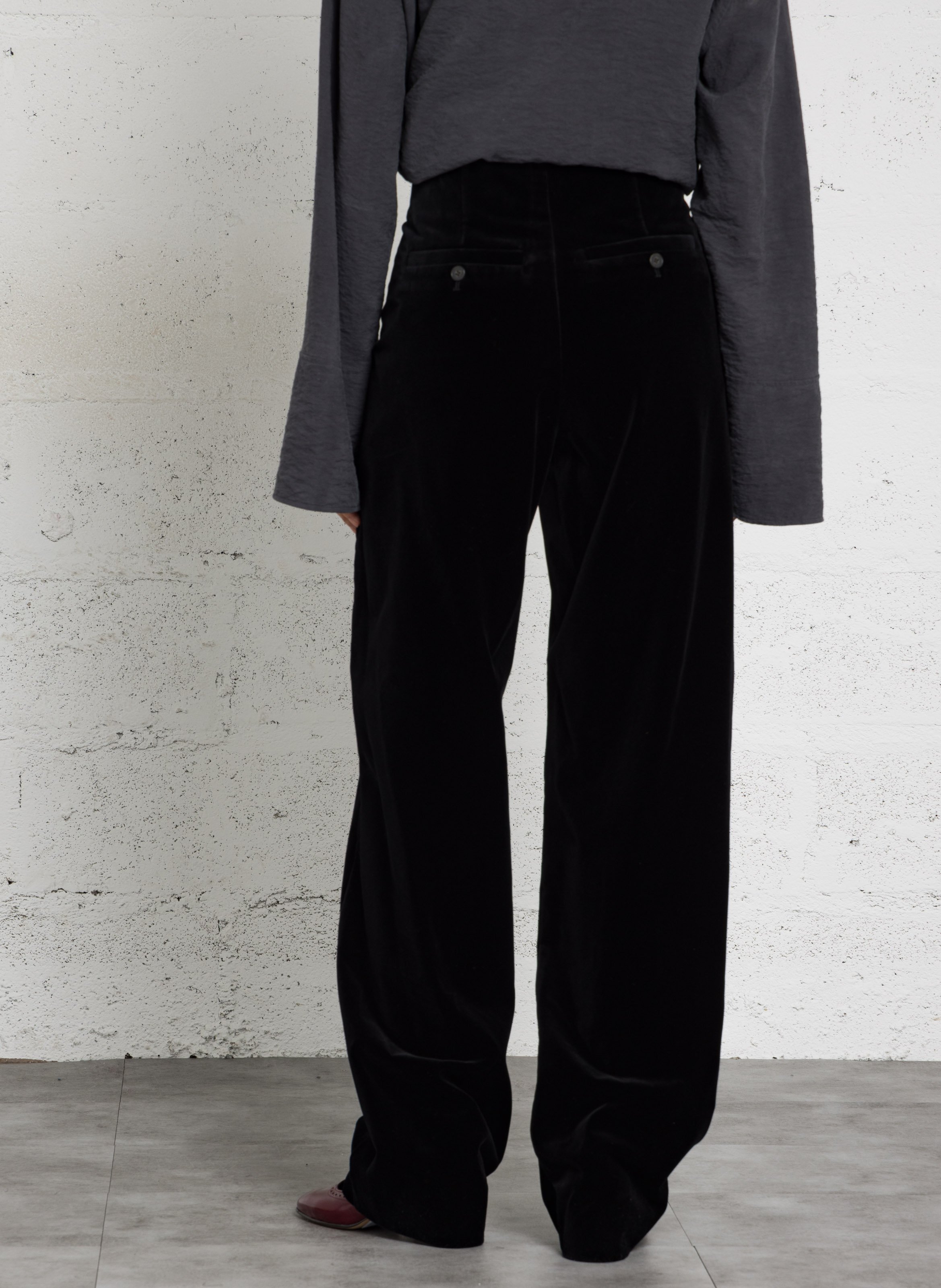 Pantalon large velours en coton celestin SOEUR Noir