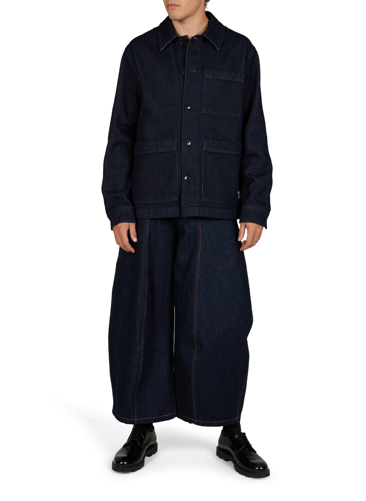 Wijde jeans van ongewassen denim RENÈ Blauw