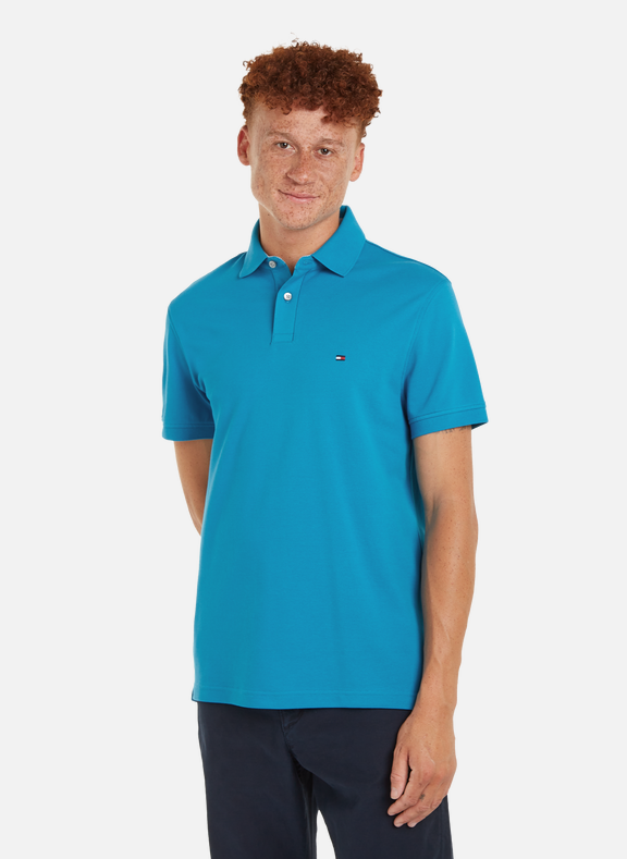 TOMMY HILFIGER Straight-fit cotton piqué shirt Blue