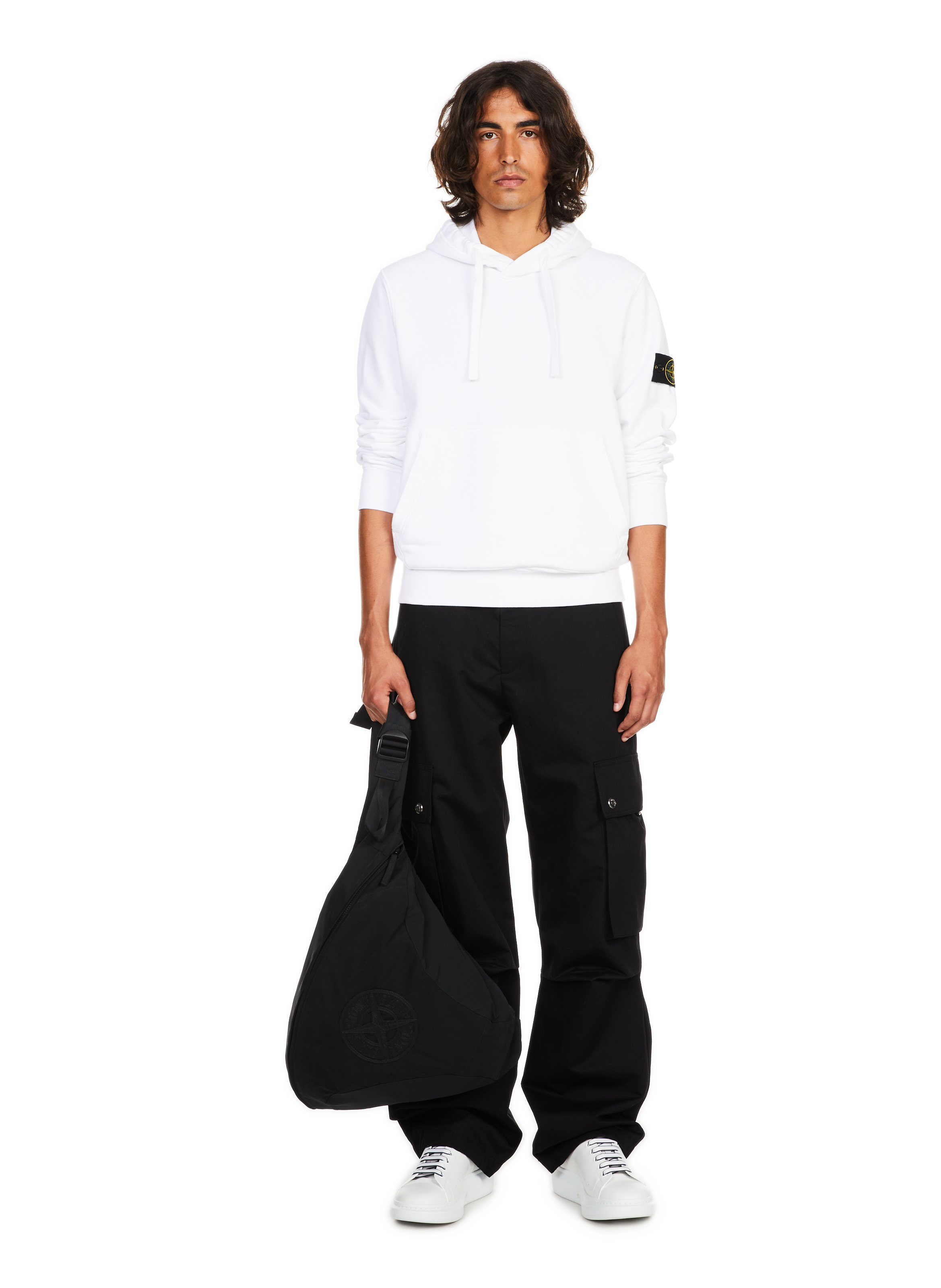 Hoodie uni en coton STONE ISLAND Blanc