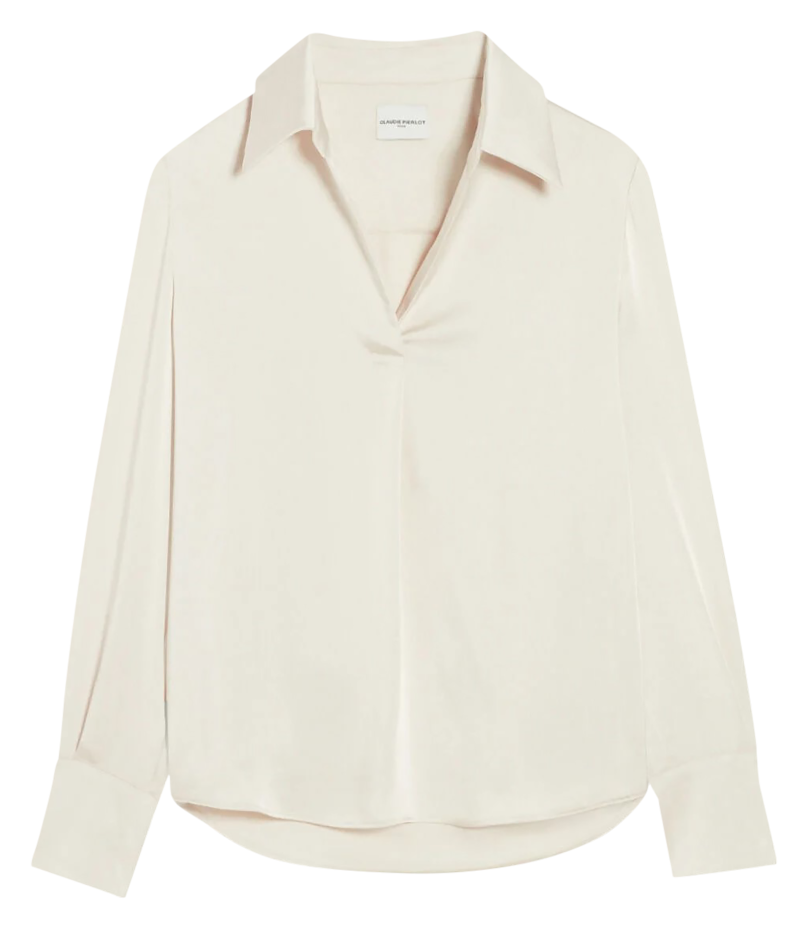 Top droit col v effet satiné à jeux de plis CLAUDIE PIERLOT Beige