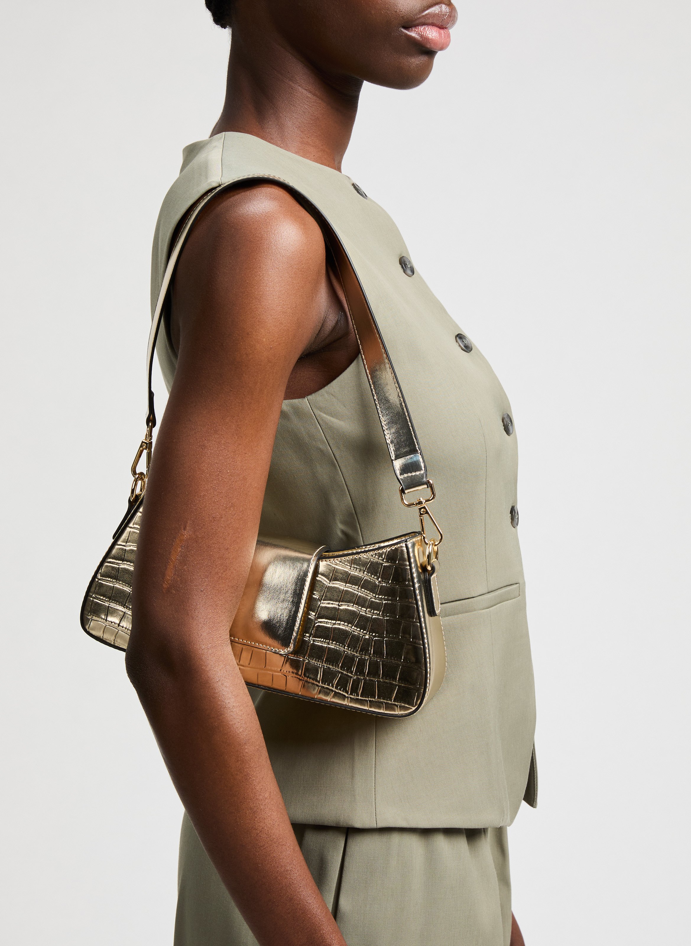 Sac à bandoulière métalissé AU PRINTEMPS PARIS Doré