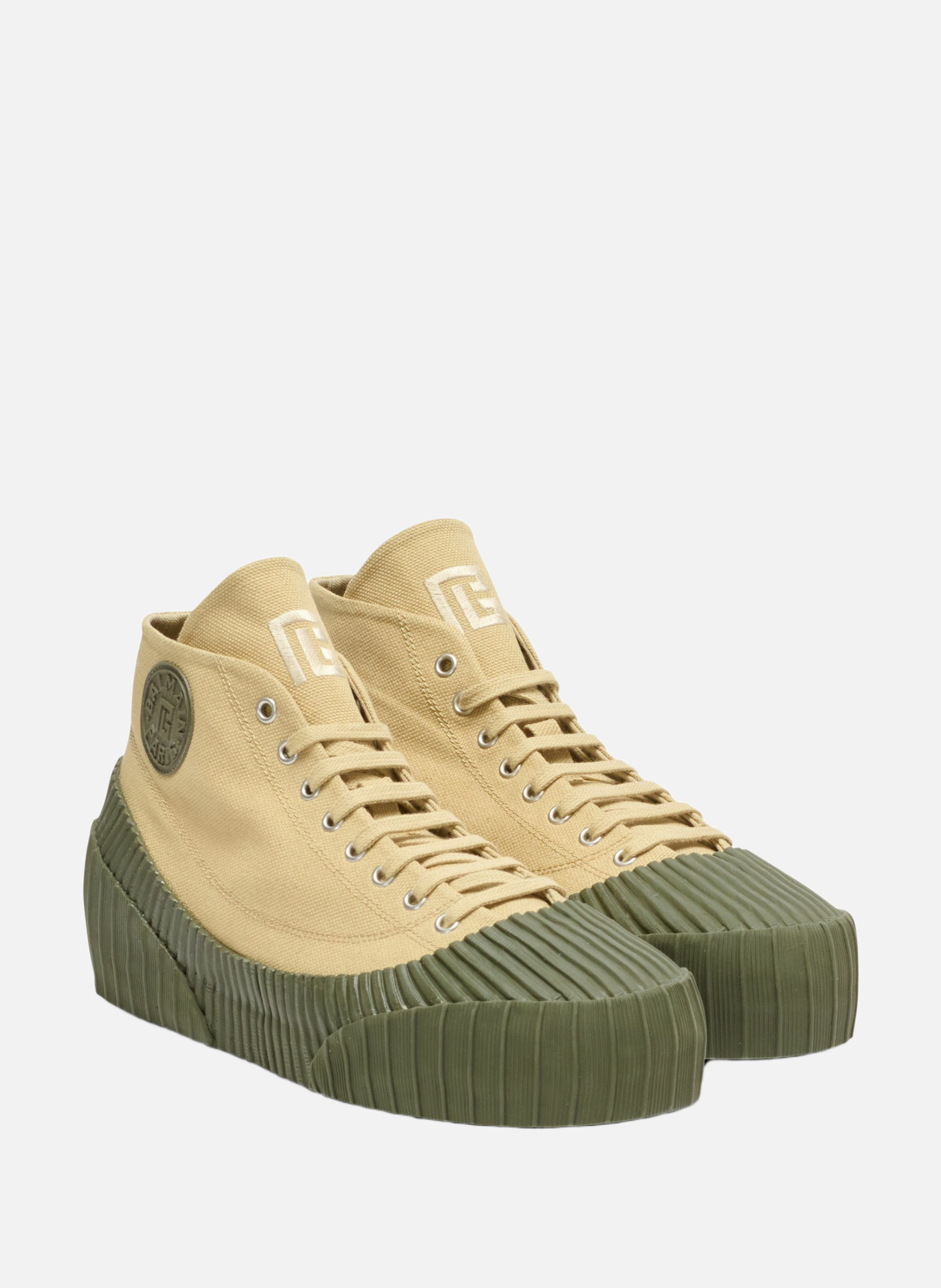 Sneakers riff low en toile BALMAIN Beige