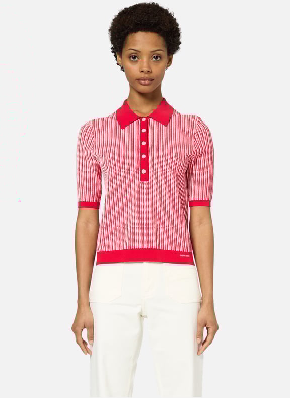 Polo bicolore à manches courtes - jarelle Rouge by GERARD DAREL GERARD DAREL Polo bicolore à manches courtes - jarelle Rouge