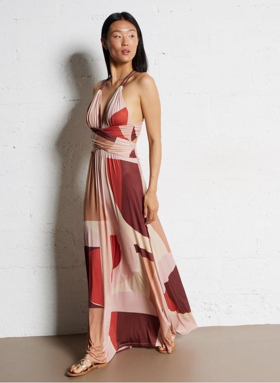 Robe longue col v imprimée moas Rose by BA&SH BA&SH Robe longue col v imprimée moas Rose