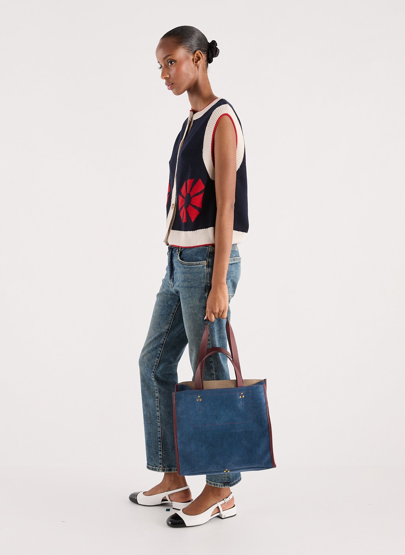 Sac cabas Léon M en croûte de cuir JÉRÔME DREYFUSS Bleu