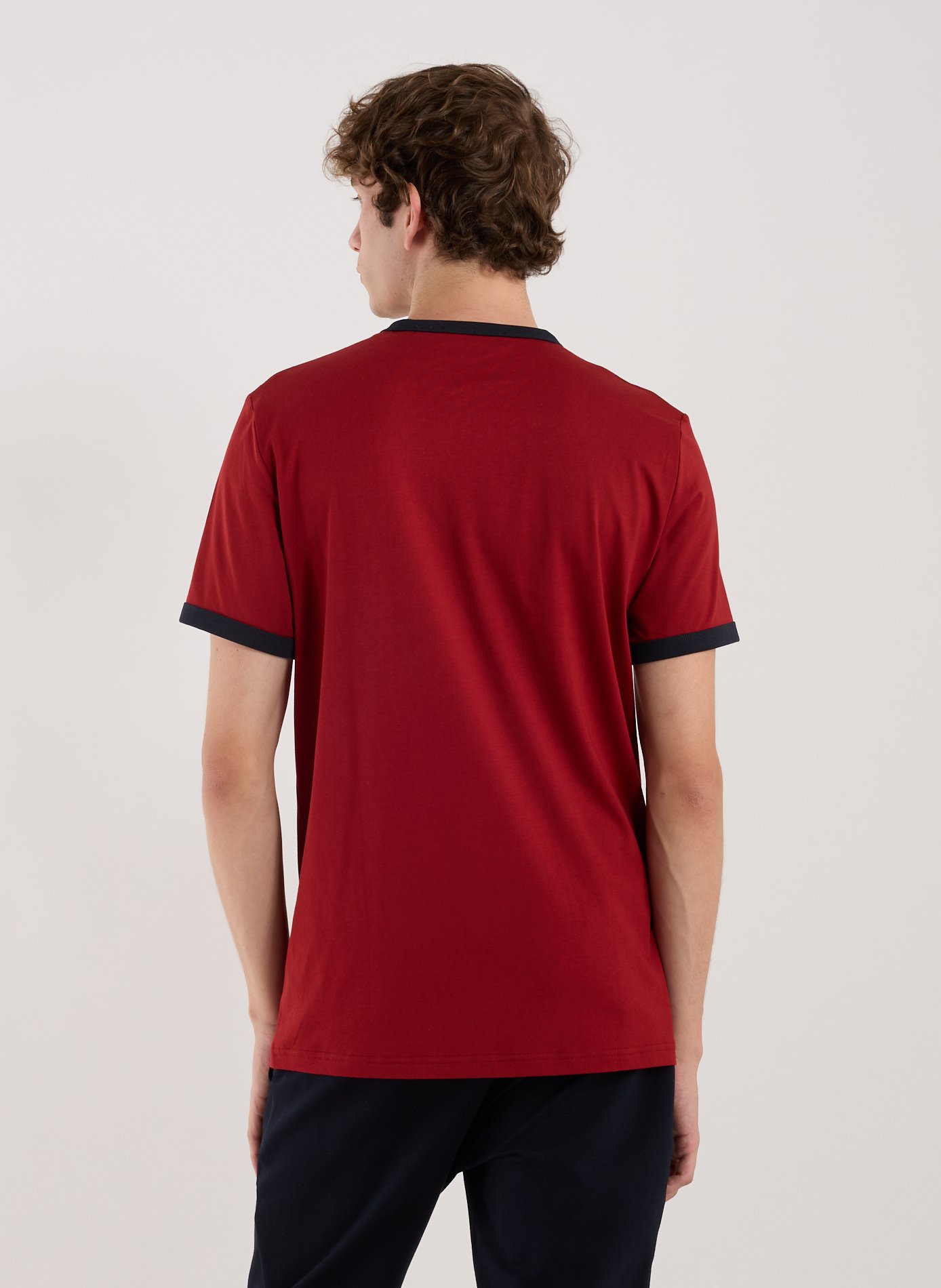 T-shirt à bordures contrastantes en coton FRED PERRY Rouge