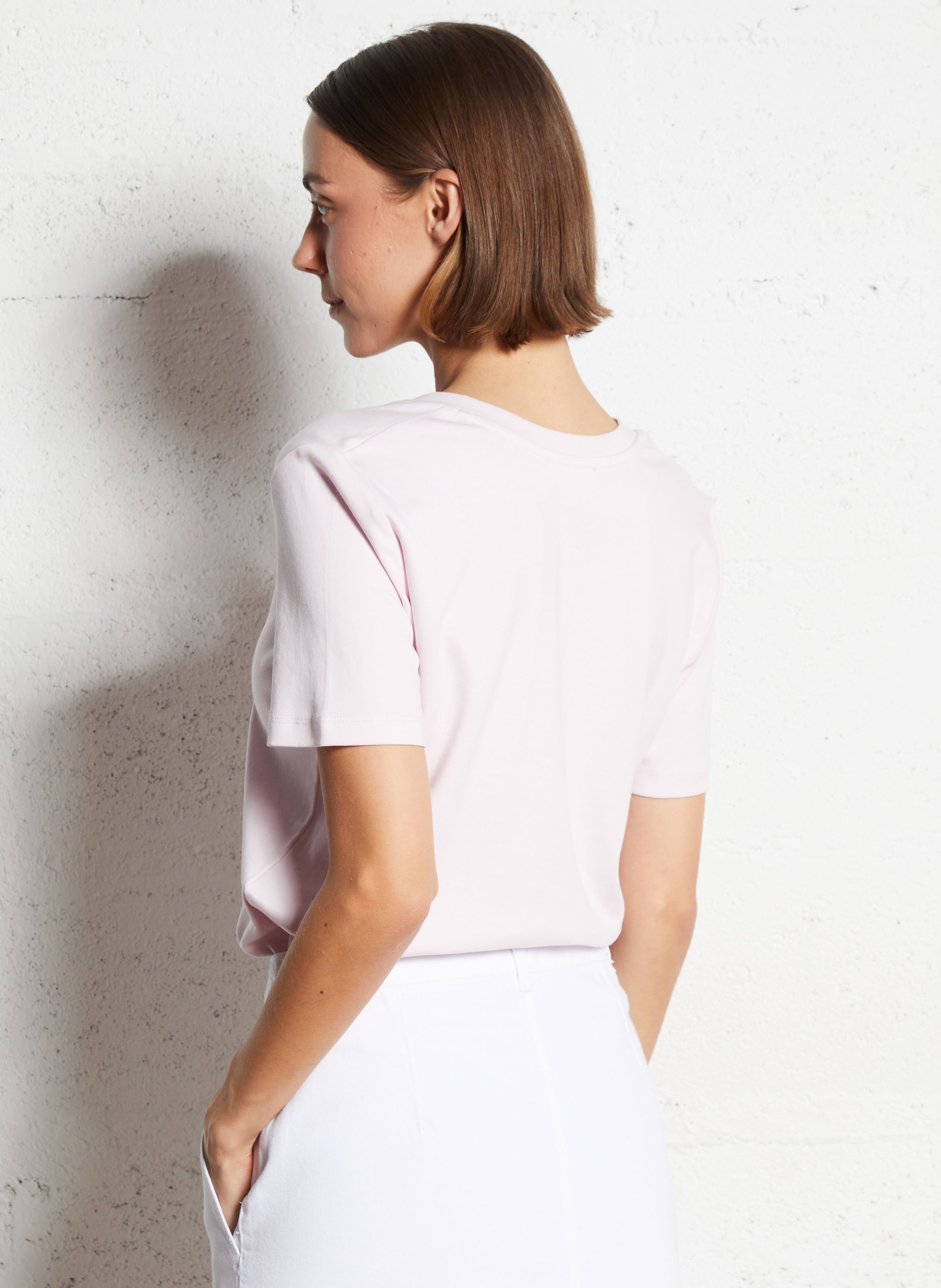 Tee-shirt droit col V en coton Dana MAISON 123 Rose