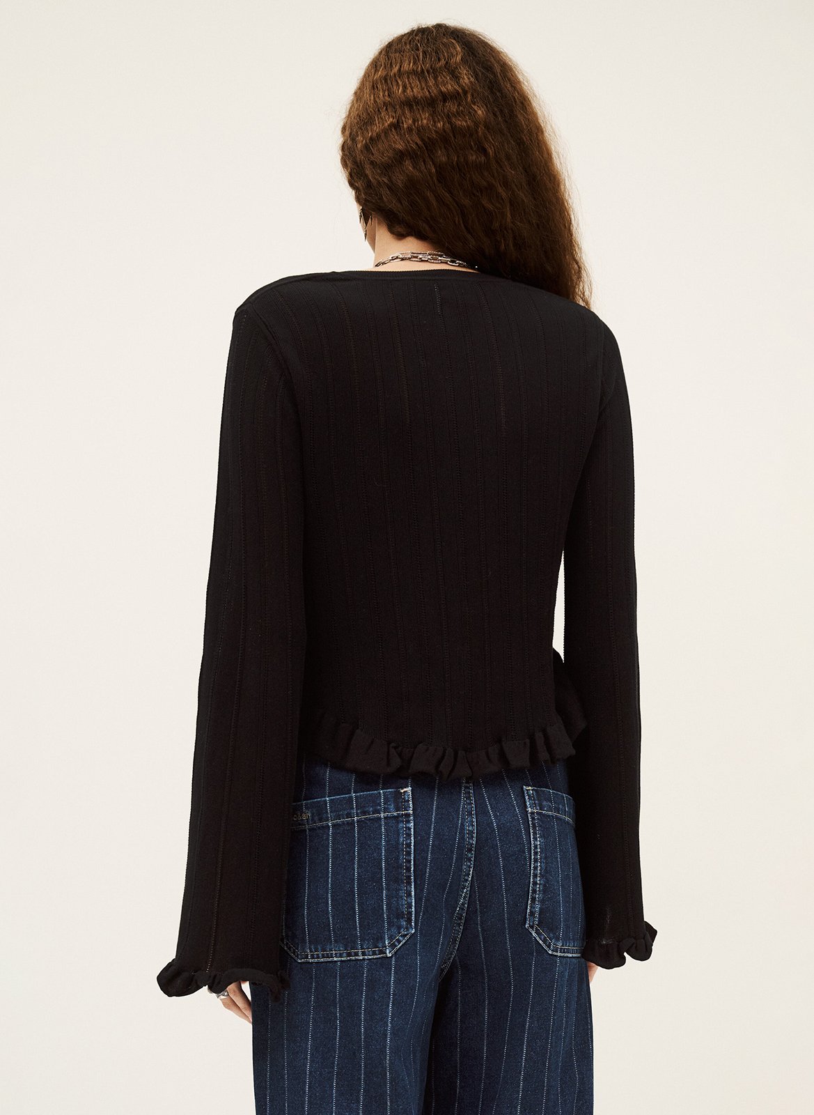 Cardigan droit col rond en coton vitis BA&SH Noir