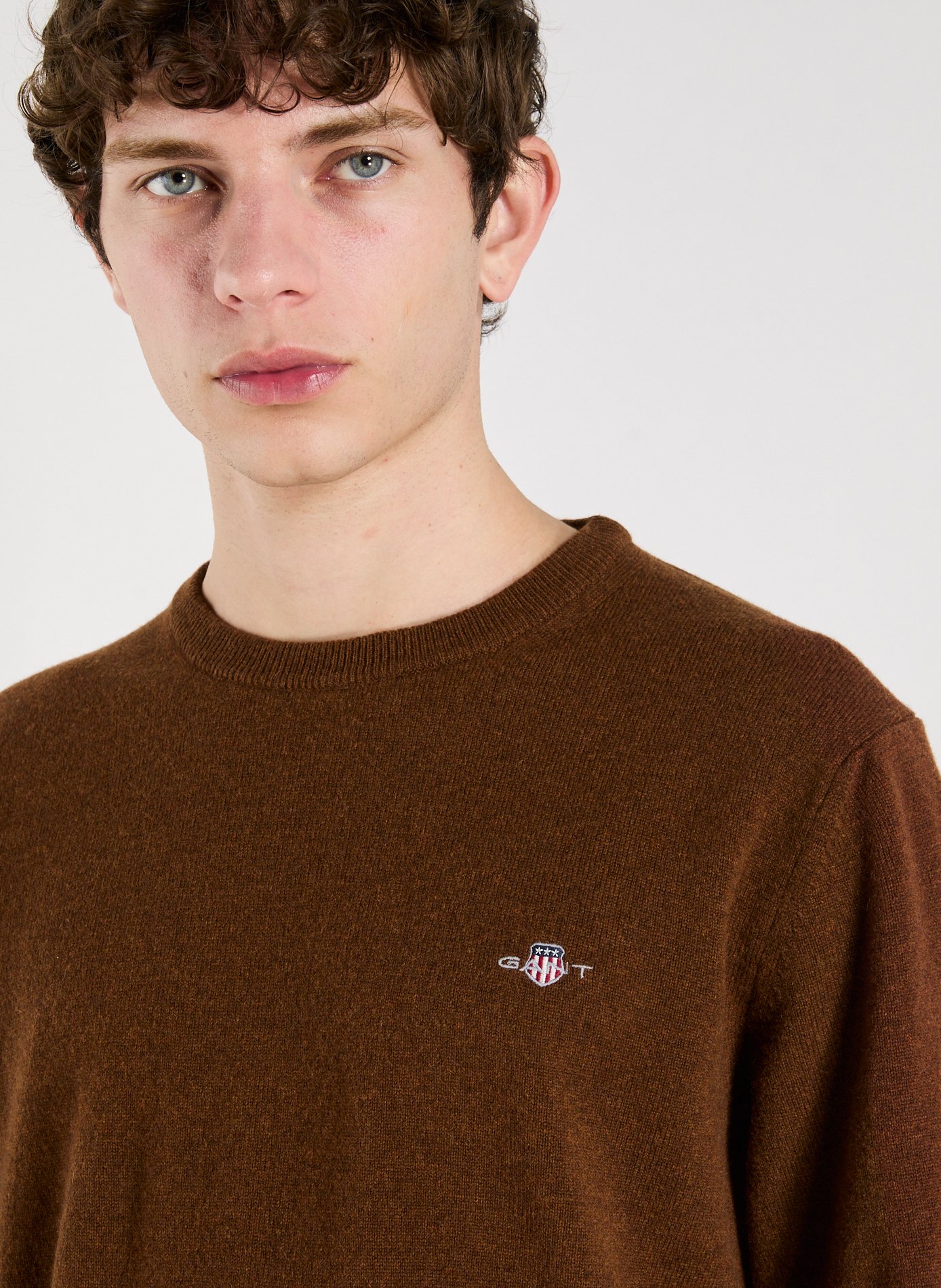Pull col rond en laine GANT Marron