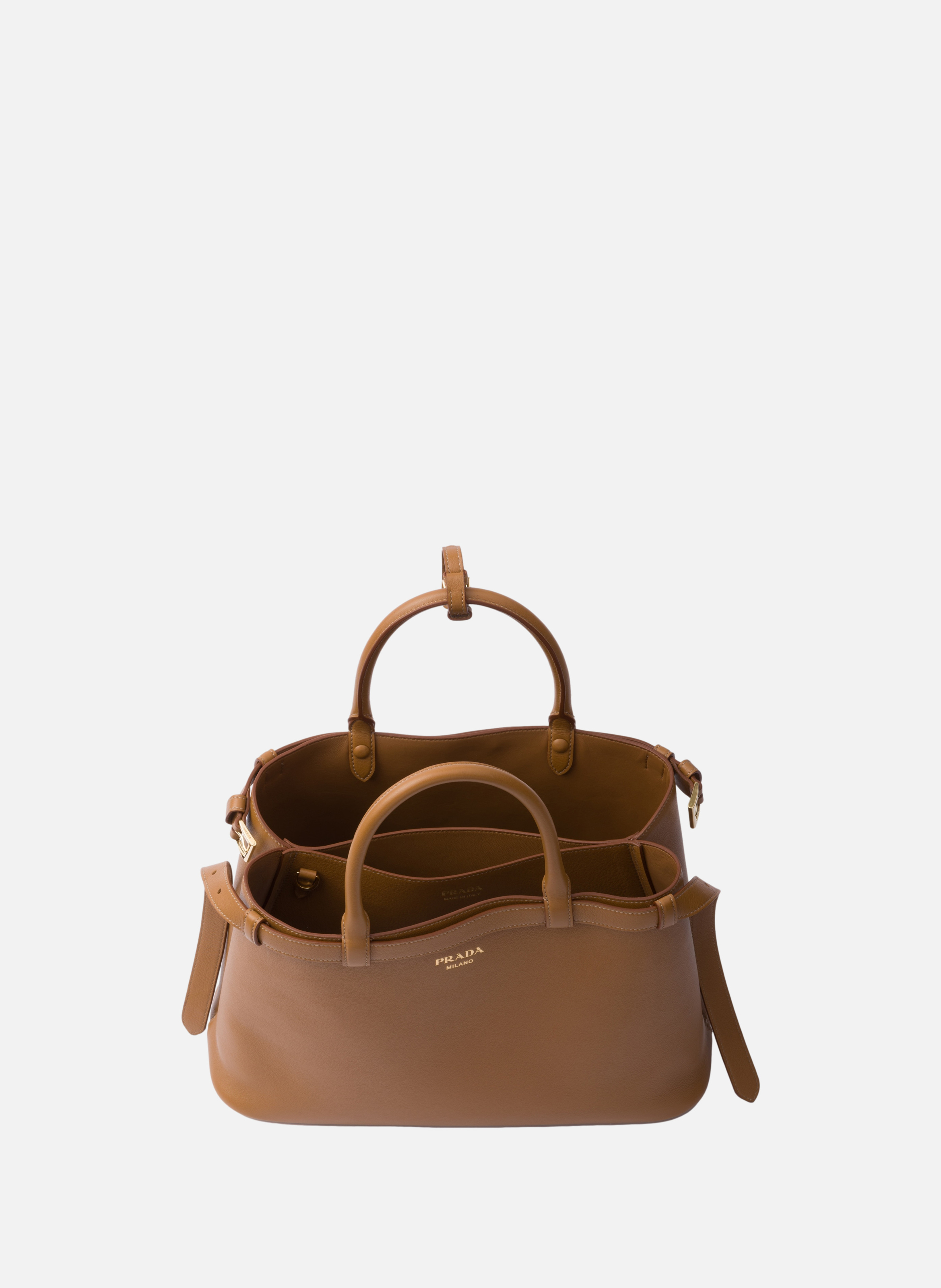 Sac prada buckle en cuir avec double ceinture PRADA Marron