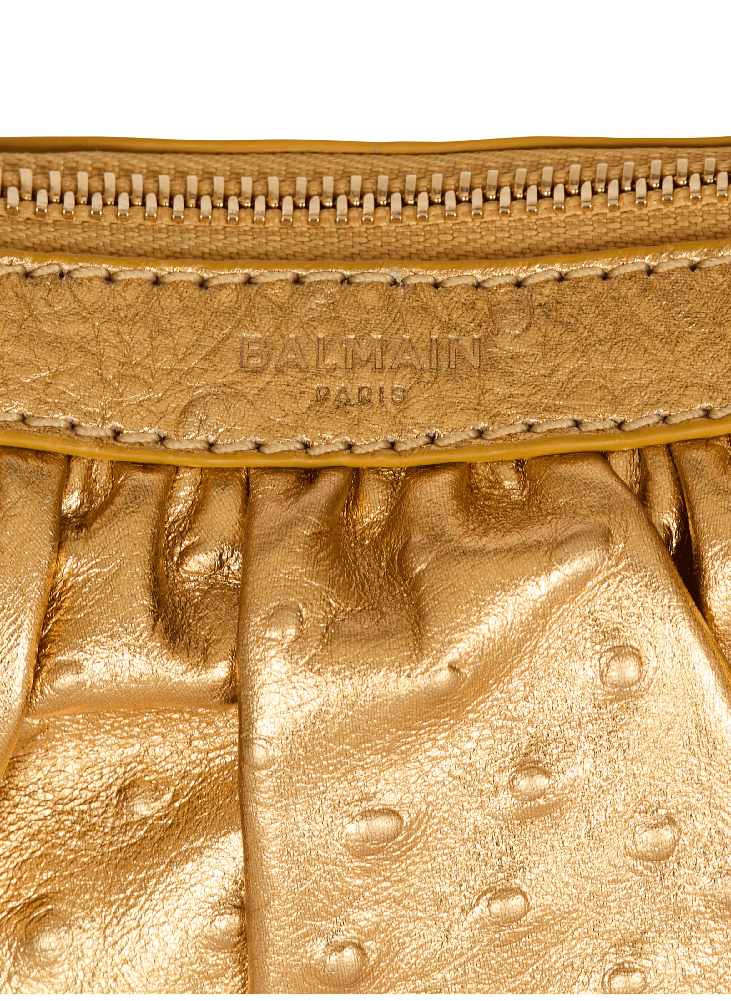 Sac ebene mini en cuir lamé BALMAIN Doré