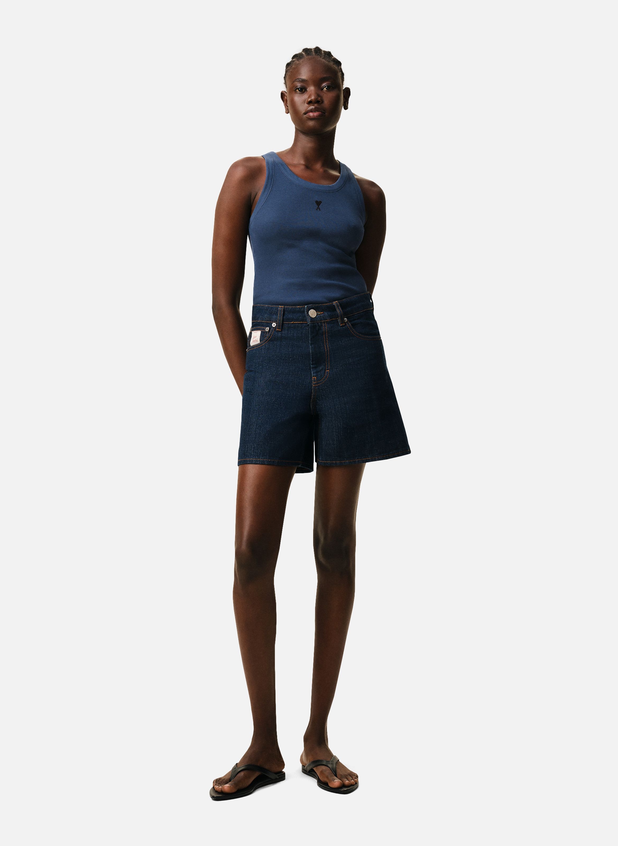 Debardeur ami de coeur en coton AMI PARIS Bleu