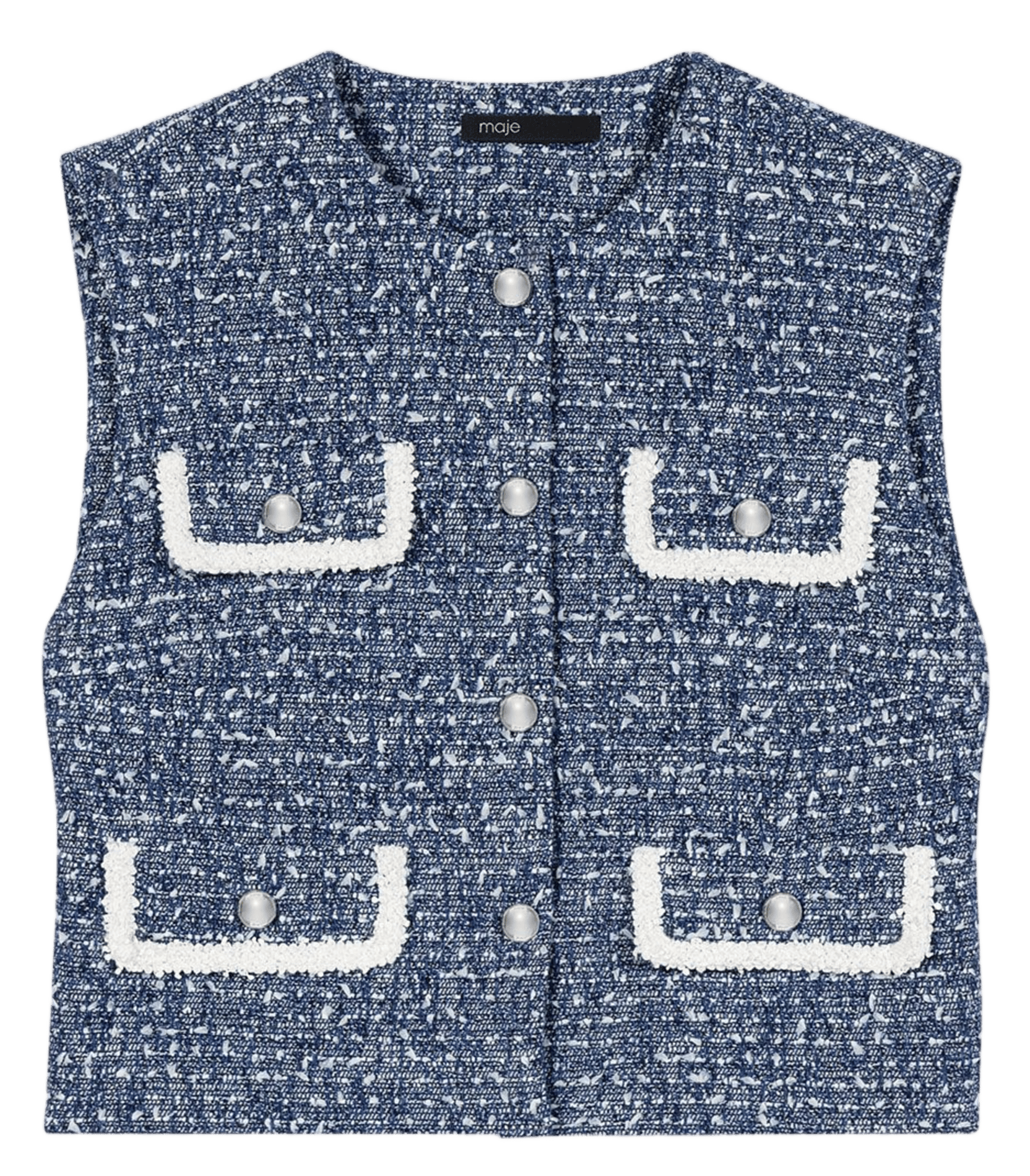 Gilet droit en coton mélangé MAJE Bleu