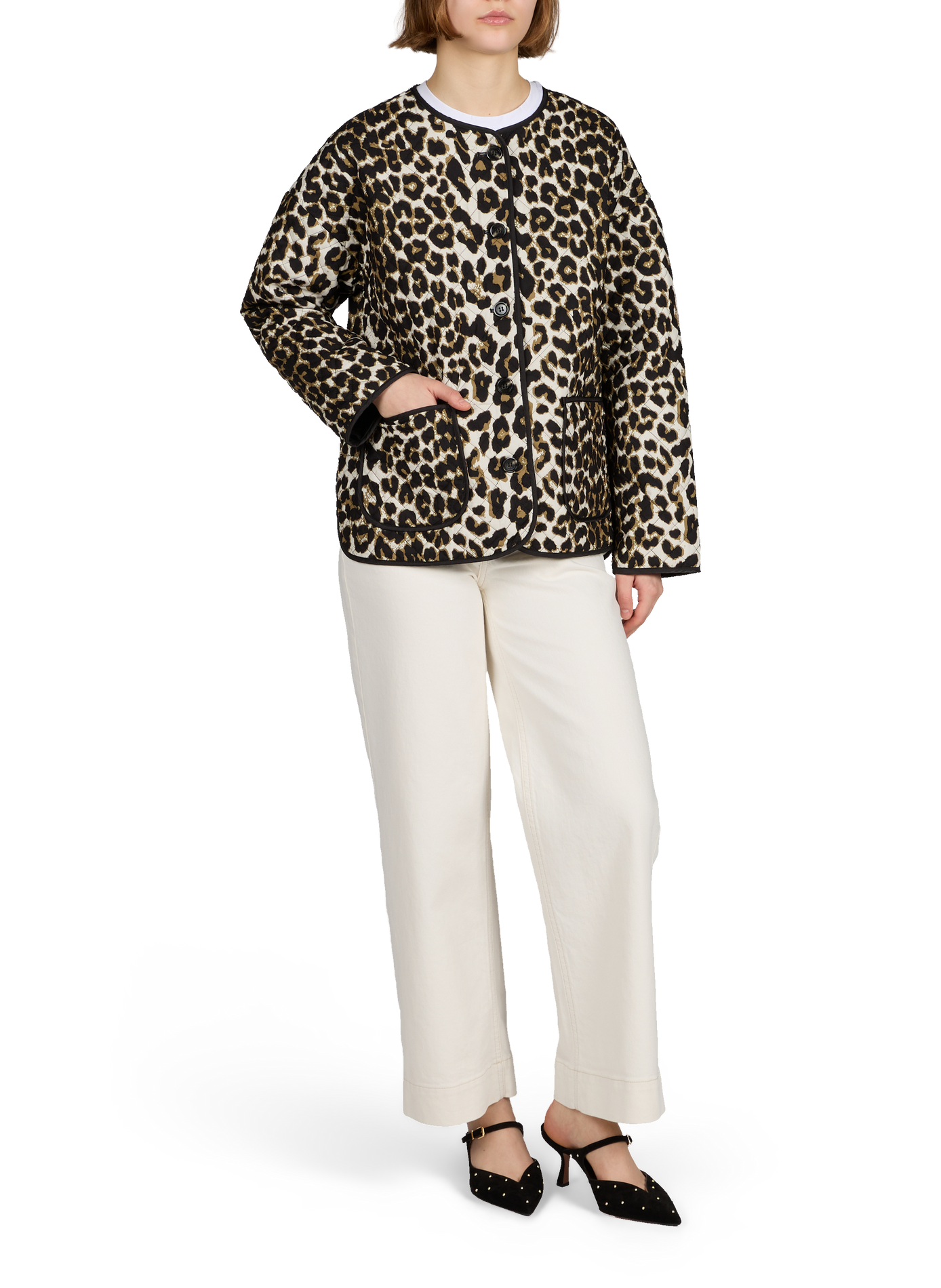 Veste Videlle imprimé à col rond VILA Beige