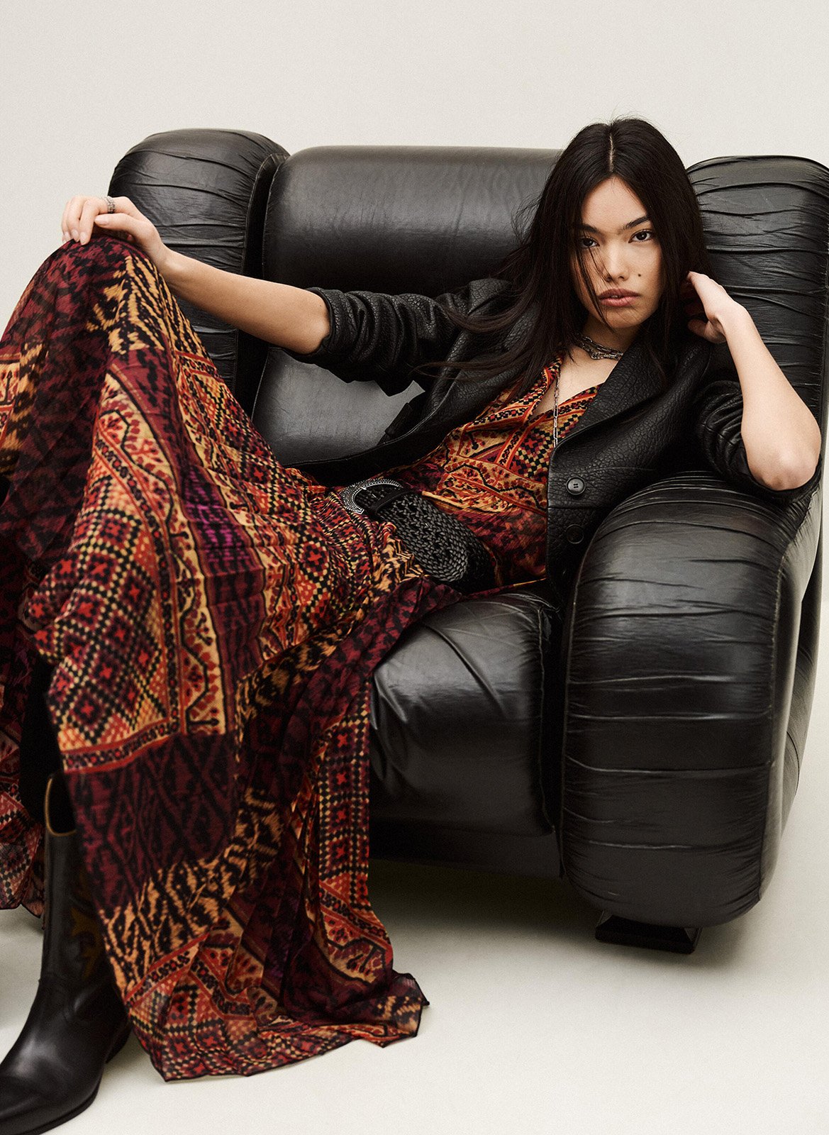 Jupe longue plissée olgia BA&SH Rouge