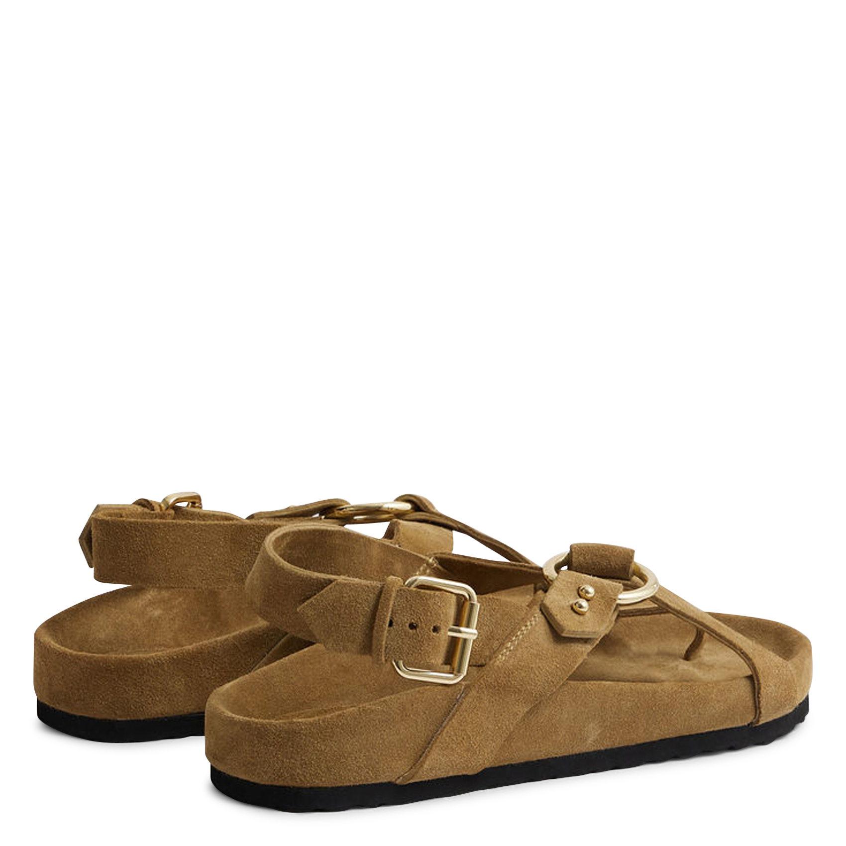 Sandales plates en cuir mexico SOEUR Marron