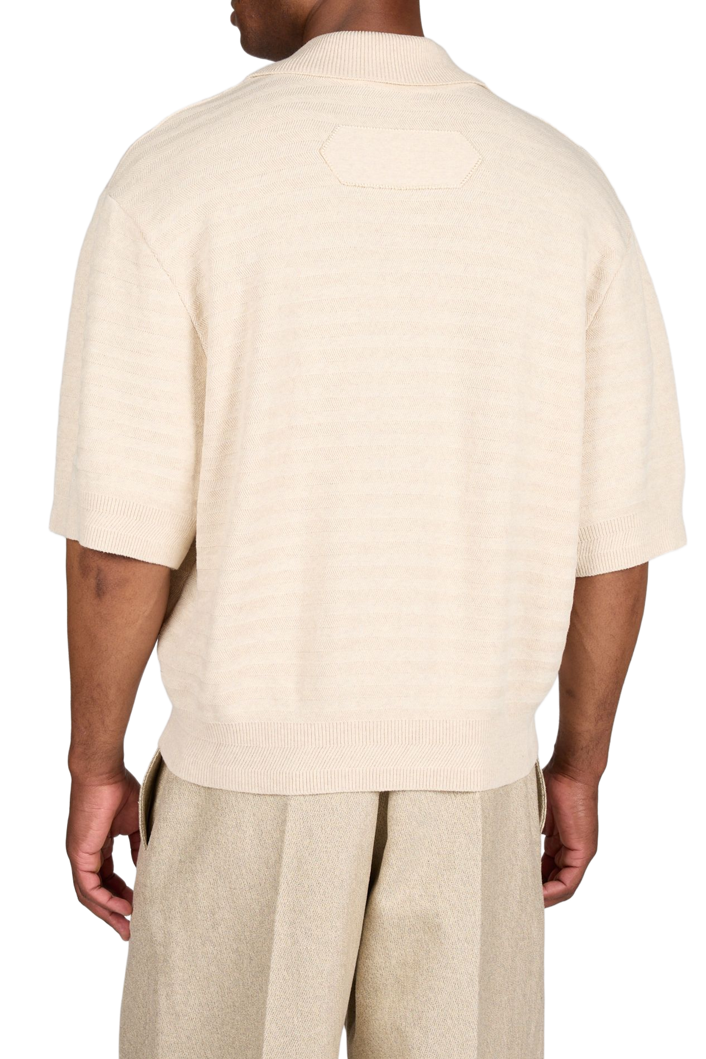 Polo manches courtes maille chevron en coton et soie JACQUEMUS Beige