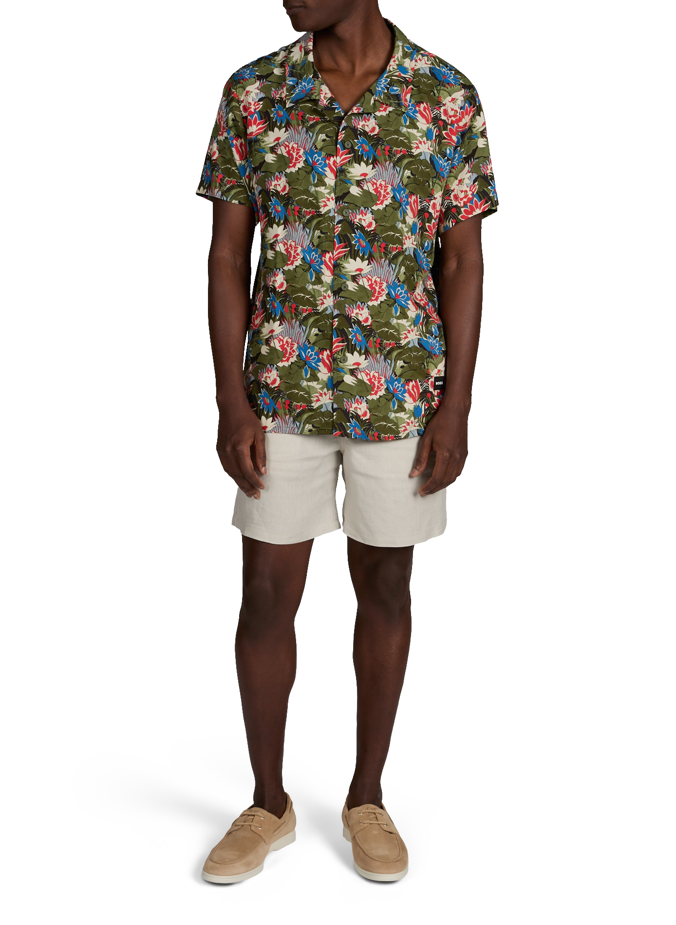 Straight short-sleeve floral shirt BOSS Multicolour