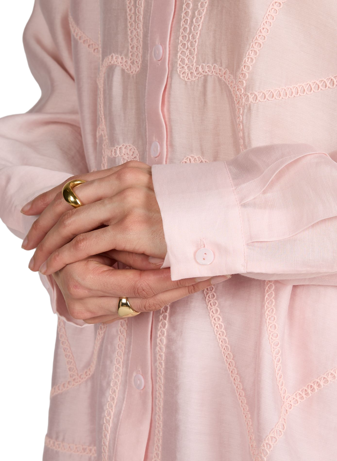 Flowy blouse Objlima with round neck OBJECT Pink