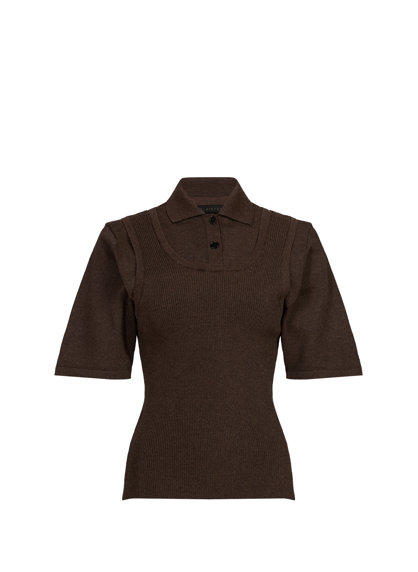 Polo débardeur côtelé en coton mélangé ALAINPAUL Marron