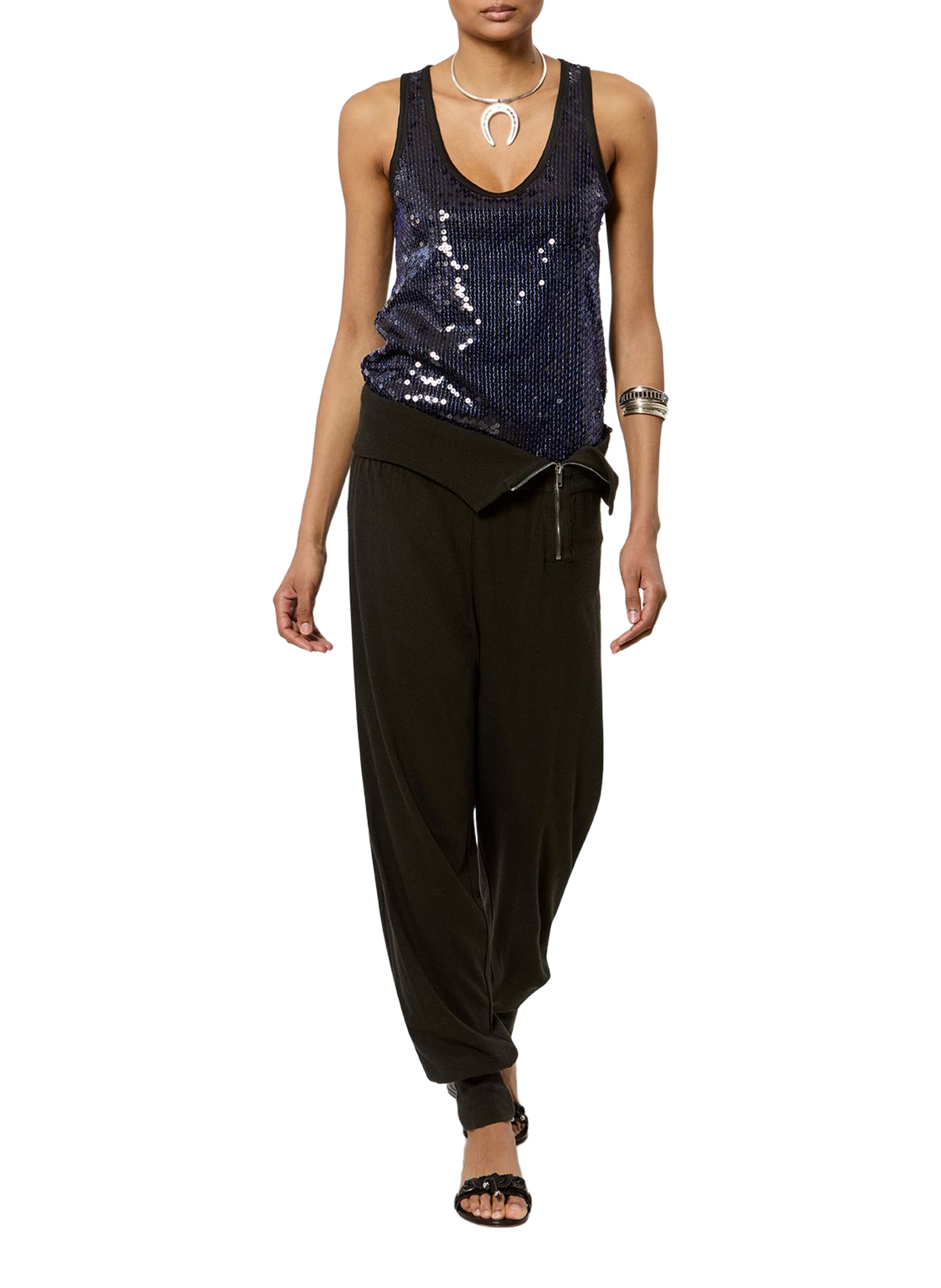 Tanktop met paillettenborduursel ISABEL MARANT Blauw
